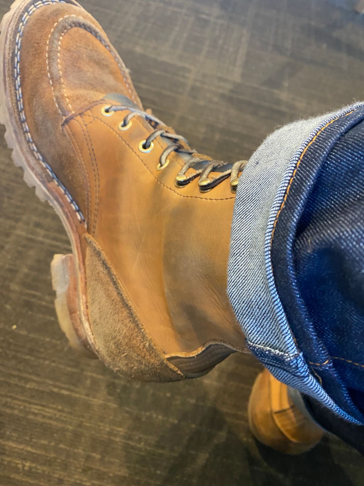 Photo by bootbeater on November 7, 2023 of the Nicks DomePro in Seidel 1964 Tan Roughout.