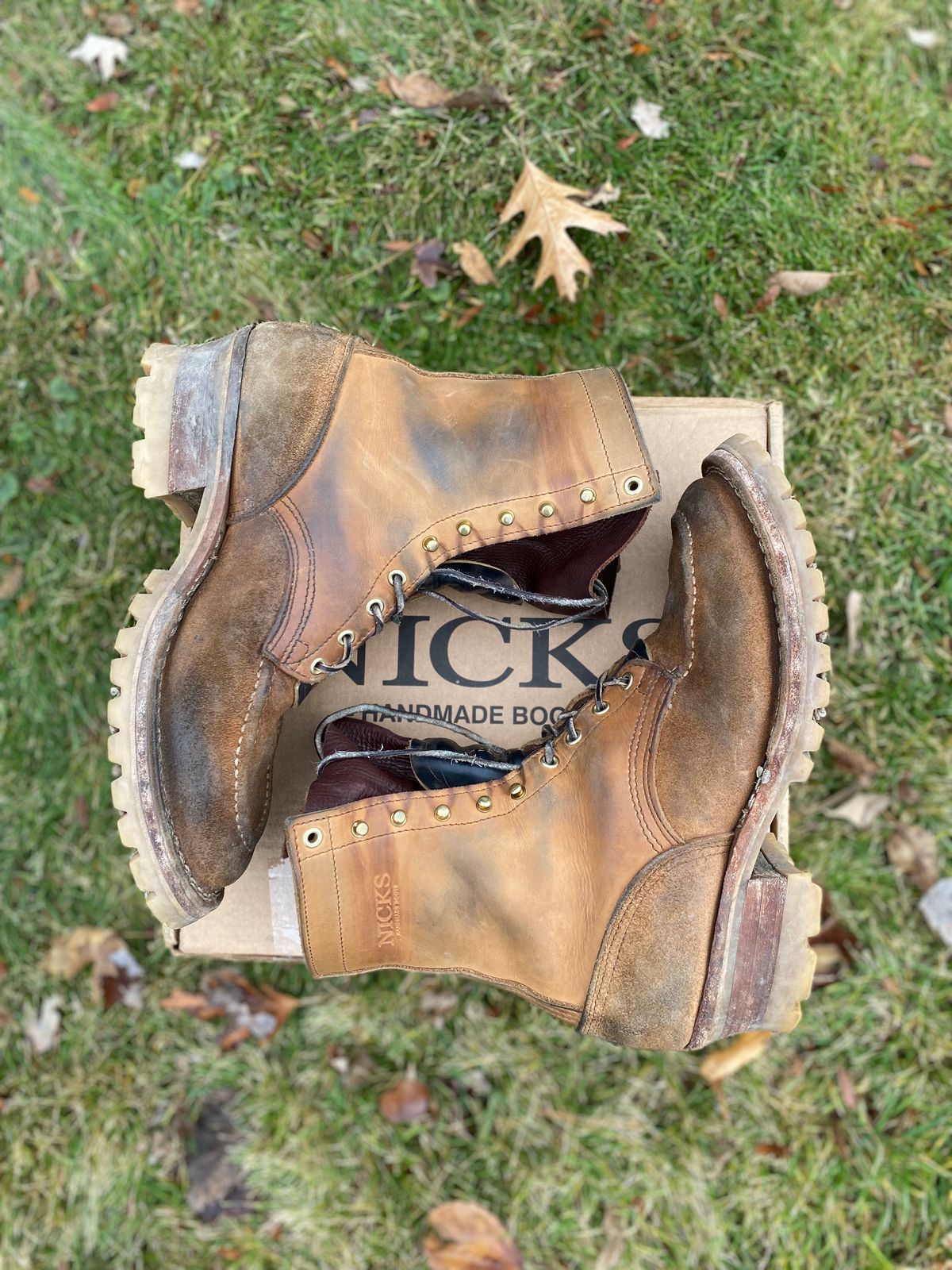 Photo by bootbeater on December 4, 2023 of the Nicks DomePro in Seidel 1964 Tan Roughout.
