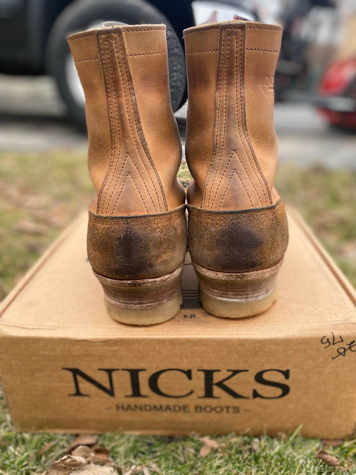 Photo by bootbeater on February 4, 2024 of the Nicks DomePro in Seidel 1964 Tan Roughout.