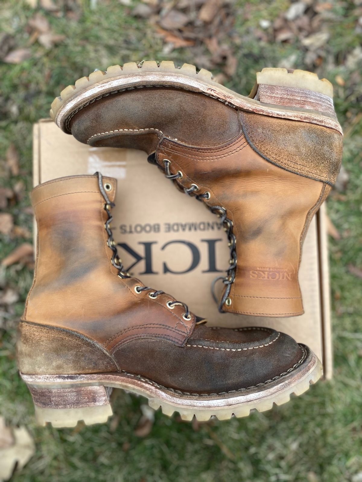 Photo by bootbeater on February 4, 2024 of the Nicks DomePro in Seidel 1964 Tan Roughout.