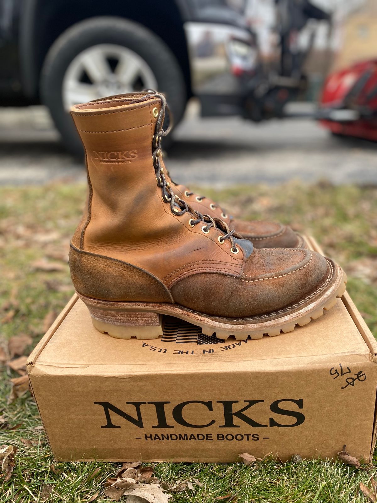 Photo by bootbeater on February 4, 2024 of the Nicks DomePro in Seidel 1964 Tan Roughout.