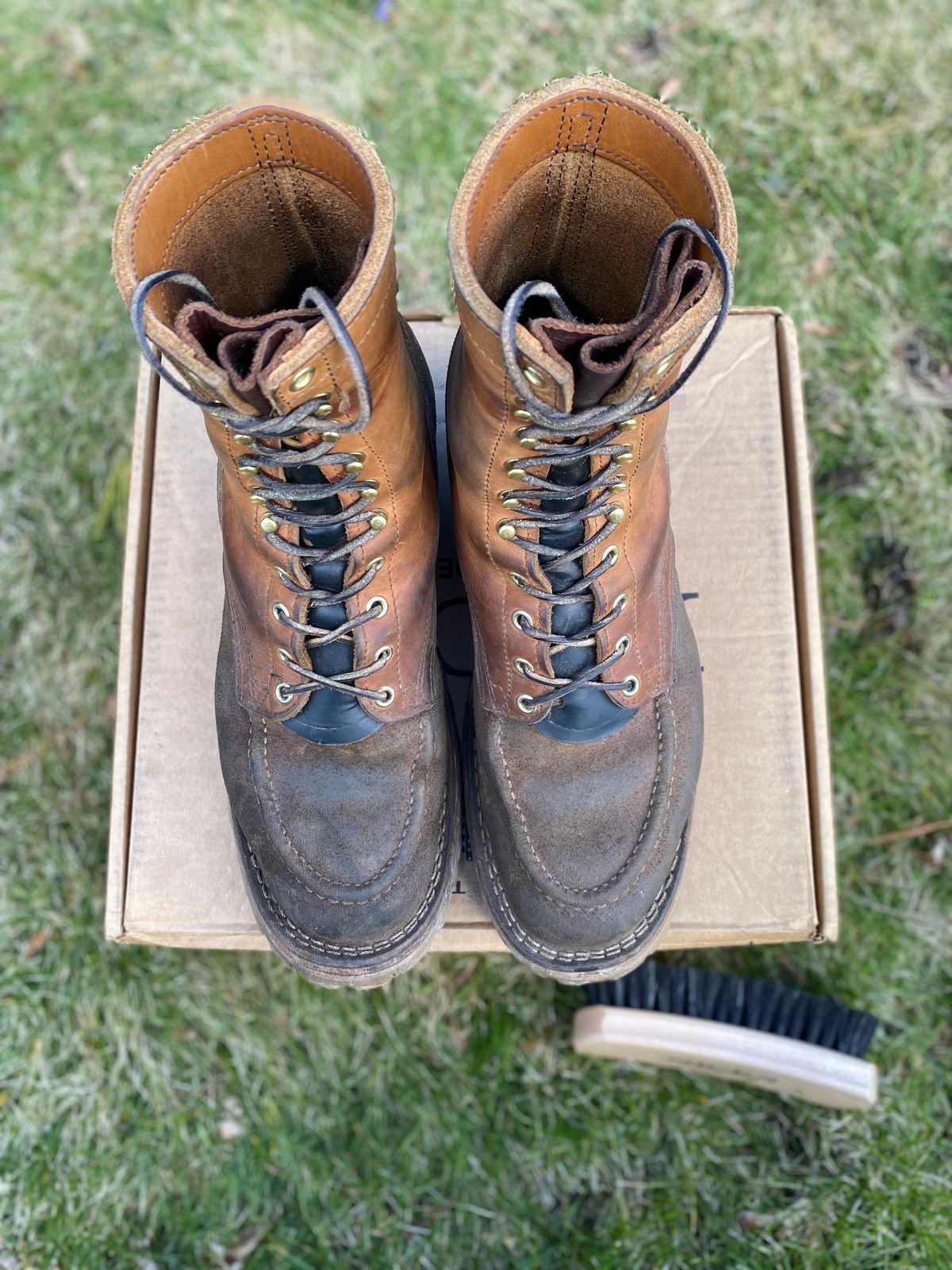 Photo by bootbeater on April 6, 2024 of the Nicks DomePro in Seidel 1964 Tan Roughout.