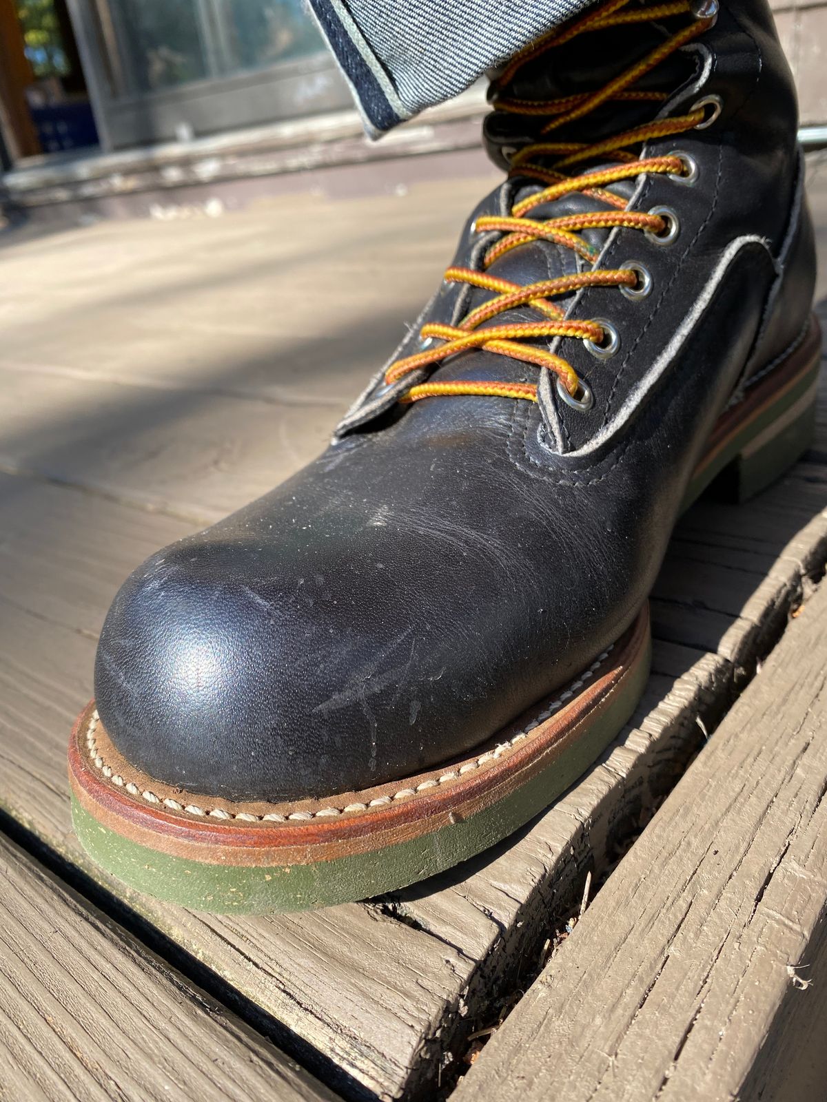 Photo by bootbeater on October 20, 2024 of the Red Wing 919 Climber Vtg. 1983 in S.B. Foot Black Chrome.