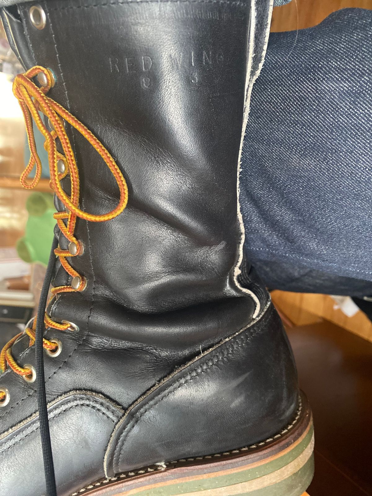 Photo by bootbeater on October 22, 2024 of the Red Wing 919 Climber Vtg. 1983 in S.B. Foot Black Chrome.