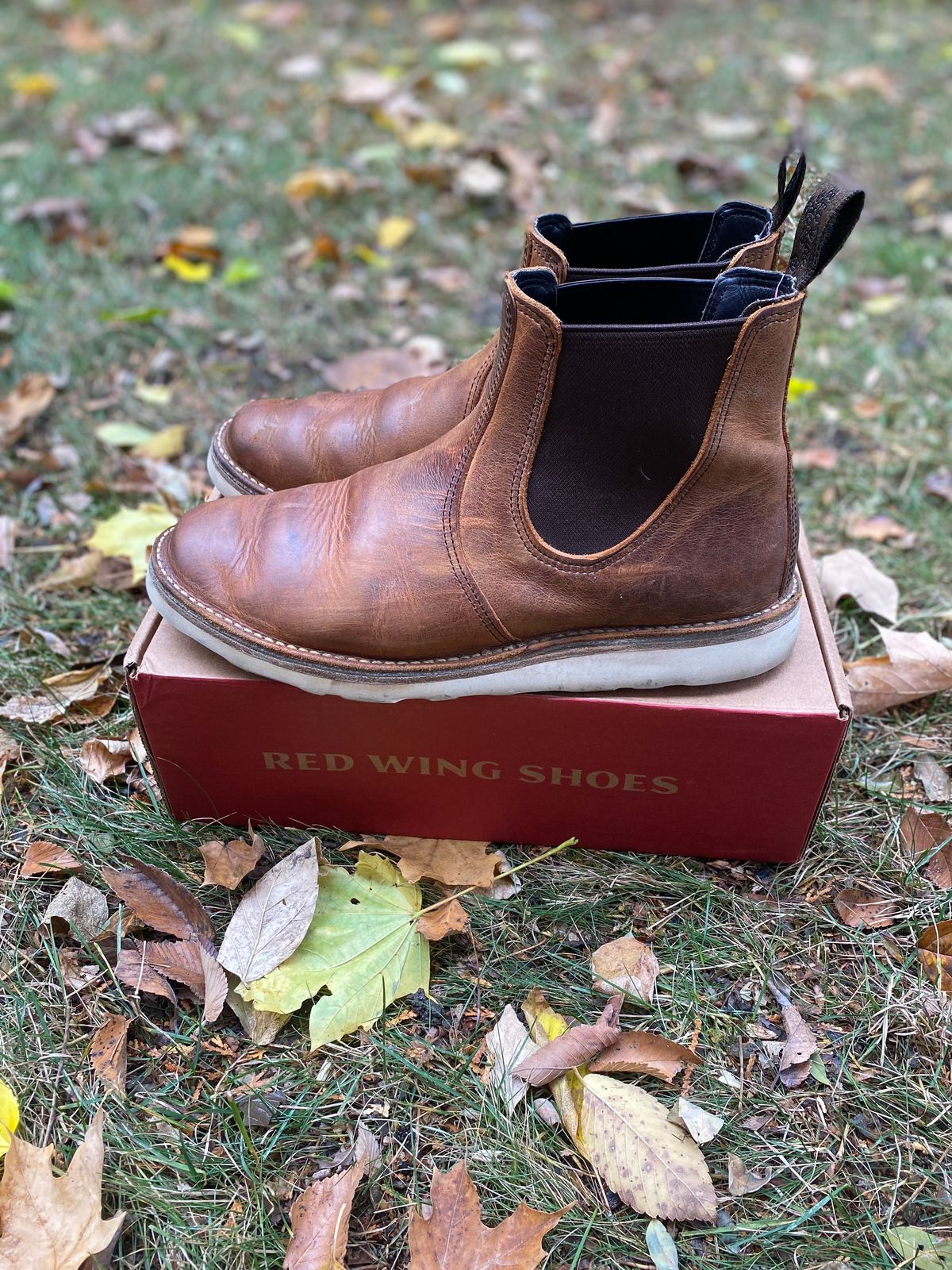 Photo by bootbeater on November 5, 2022 of the Red Wing Weekender Chelsea in S.B. Foot Copper Rough and Tough.