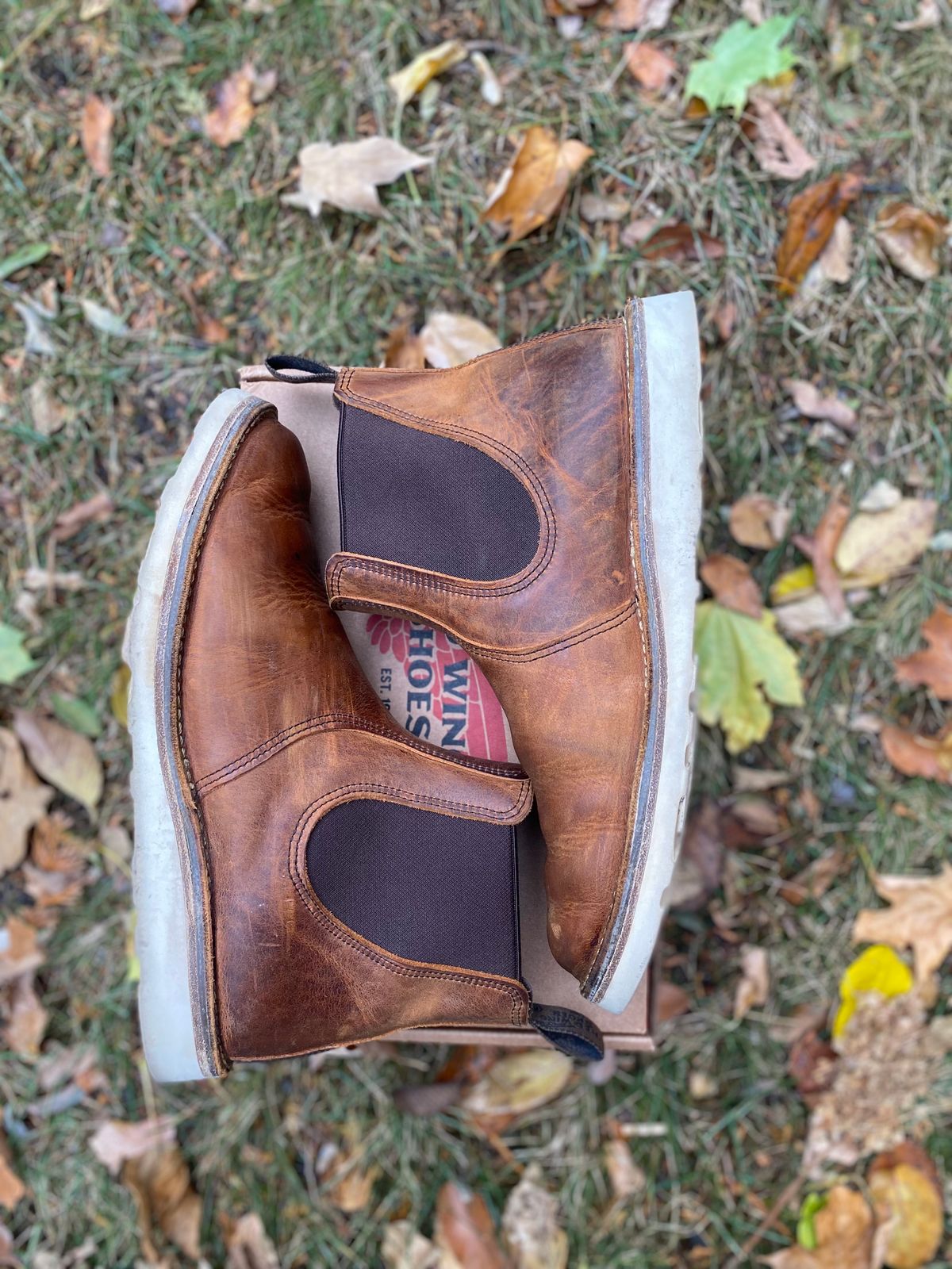 Photo by bootbeater on November 5, 2022 of the Red Wing Weekender Chelsea in S.B. Foot Copper Rough and Tough.