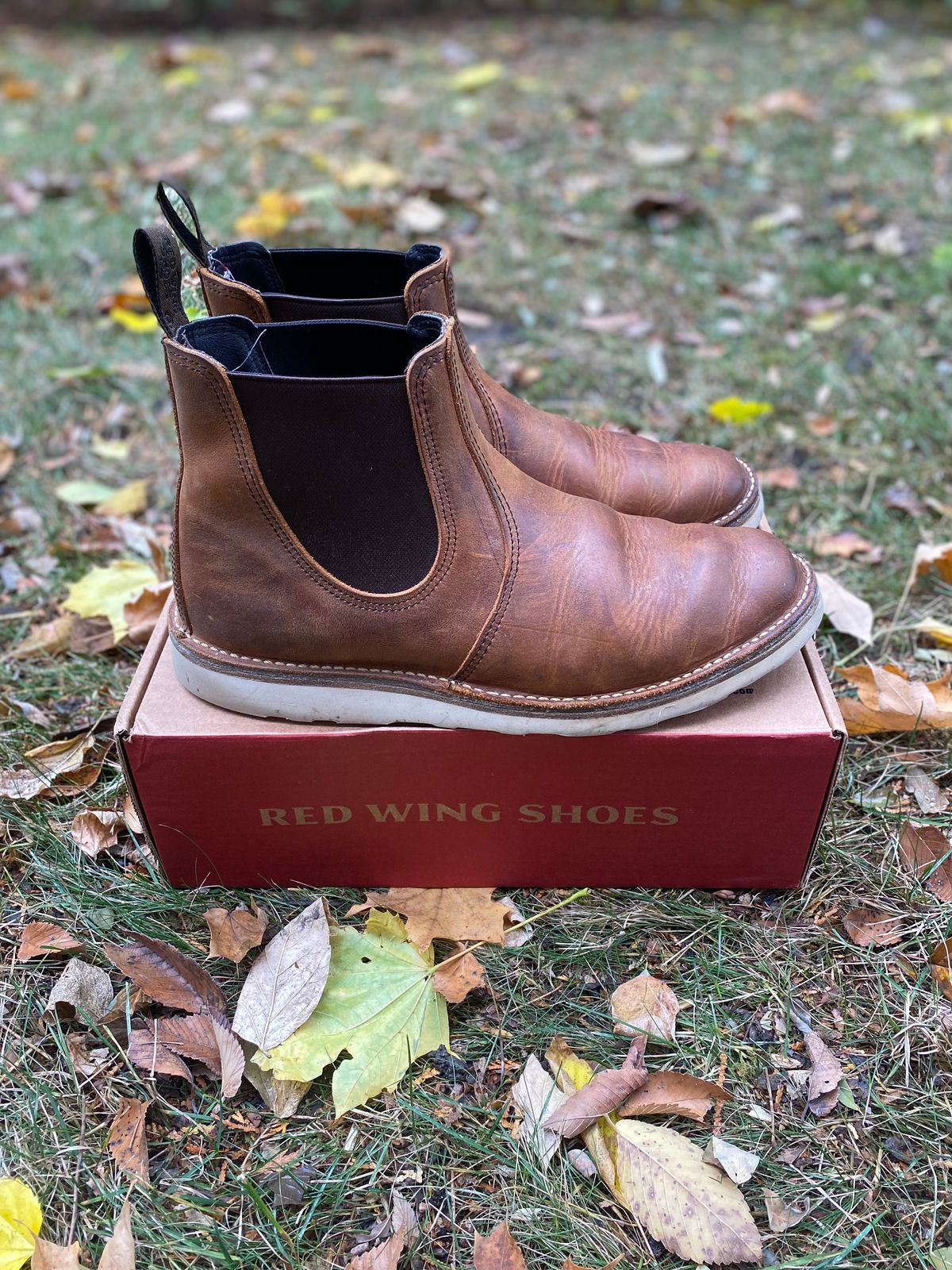 Photo by bootbeater on November 5, 2022 of the Red Wing Weekender Chelsea in S.B. Foot Copper Rough and Tough.