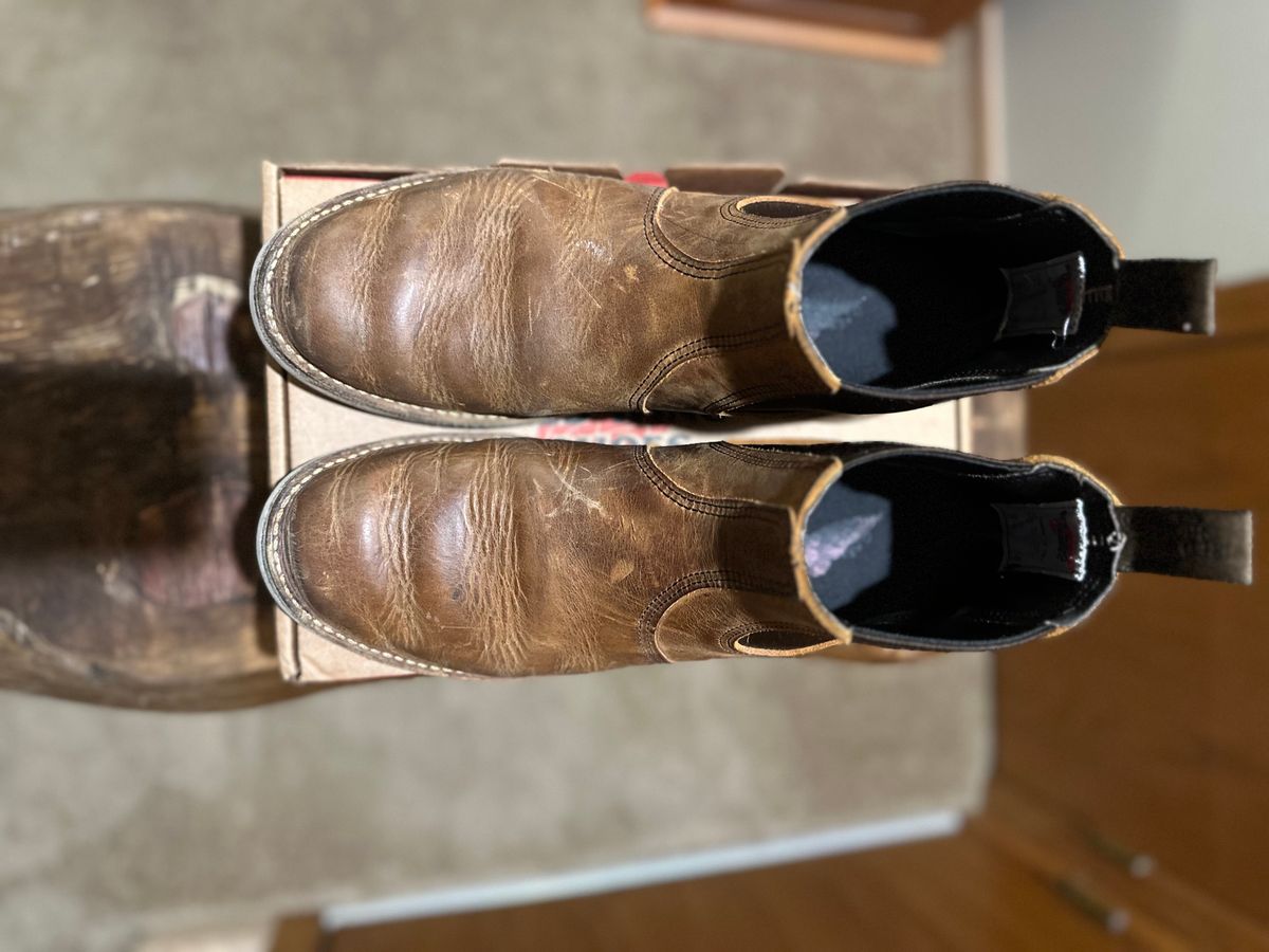 Photo by bootbeater on December 6, 2022 of the Red Wing Weekender Chelsea in S.B. Foot Copper Rough and Tough.