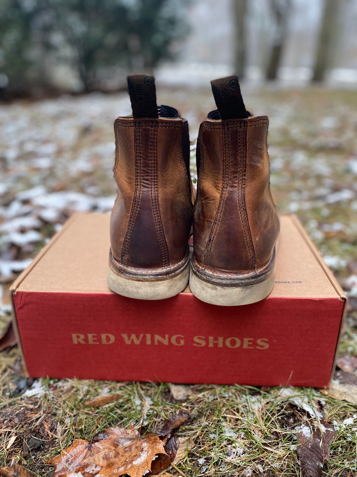 Photo by bootbeater on January 5, 2023 of the Red Wing Weekender Chelsea in S.B. Foot Copper Rough and Tough.