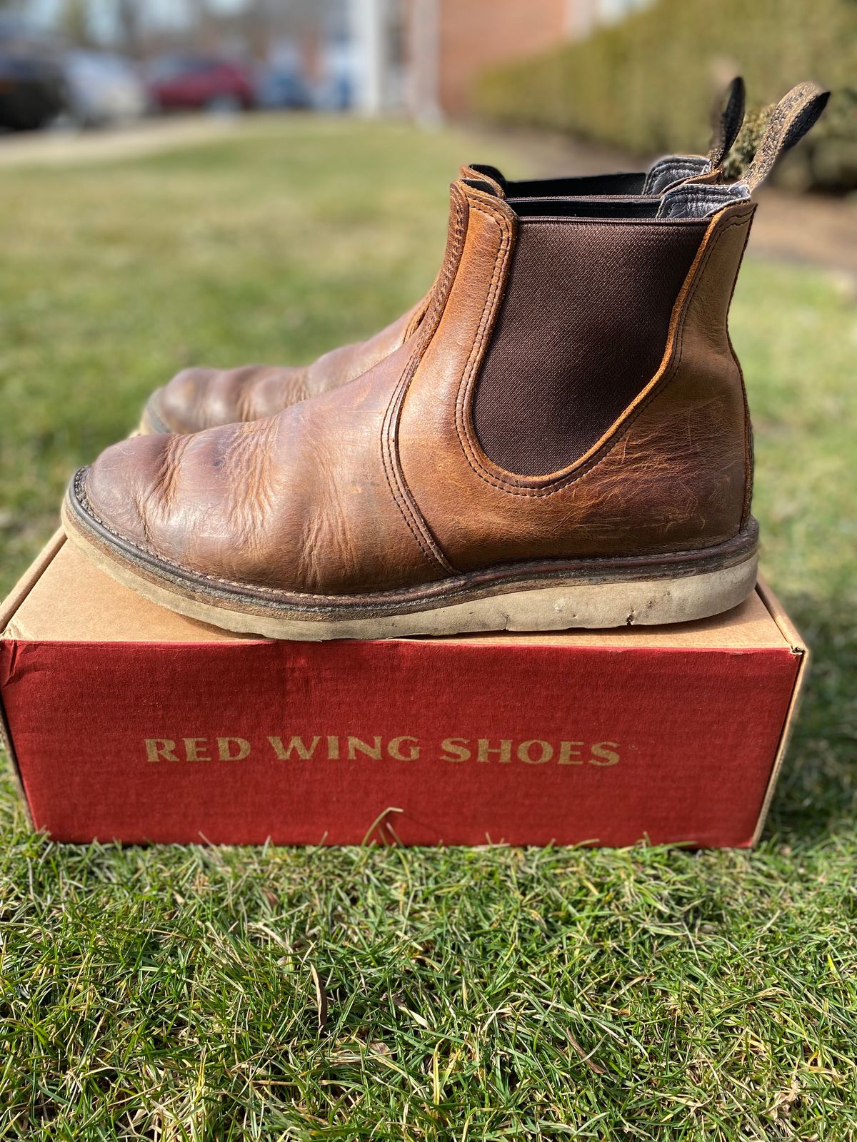 Photo by bootbeater on March 5, 2023 of the Red Wing Weekender Chelsea in S.B. Foot Copper Rough and Tough.