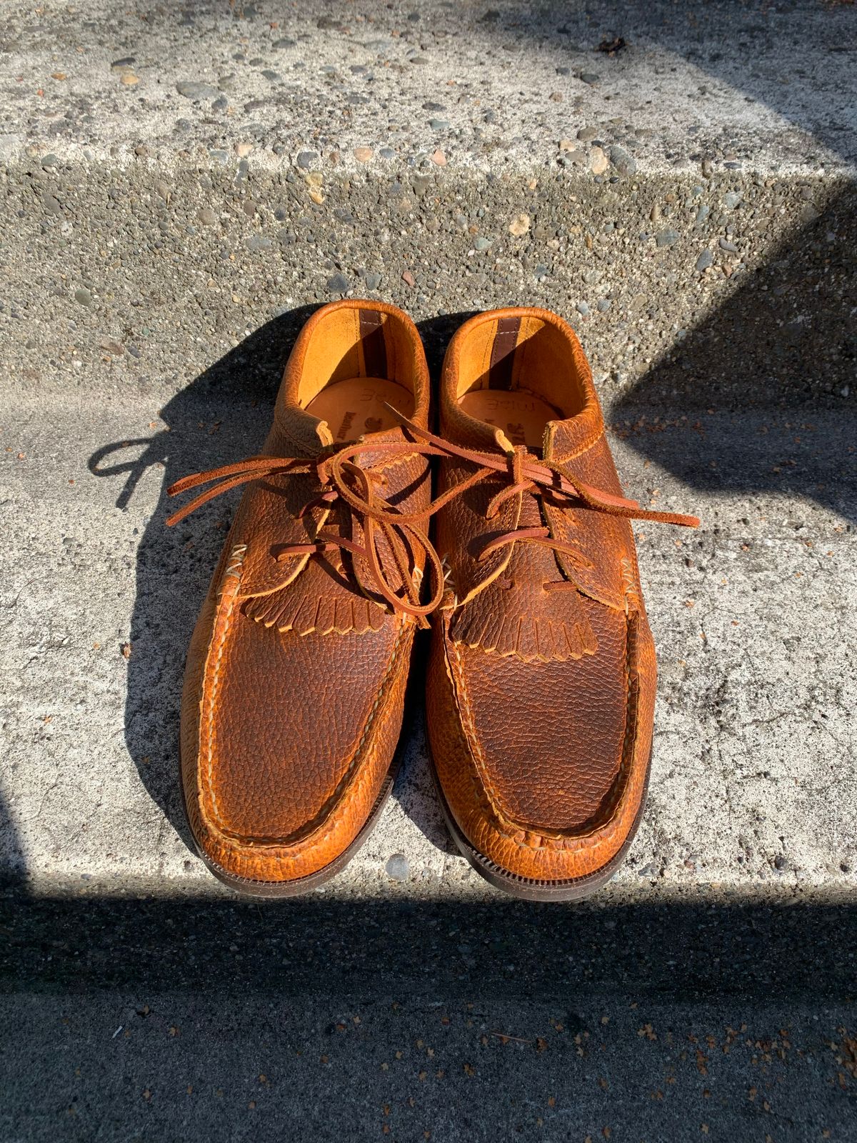 Photo by plumbluck2 on October 2, 2022 of the Yuketen Blucher with Kiltie in Unlisted Leather.