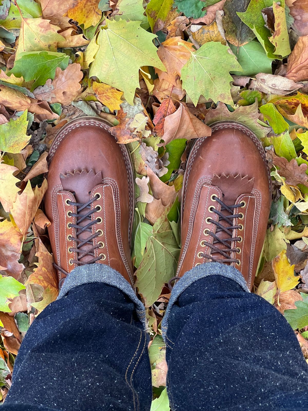 Photo by baschdln on October 19, 2023 of the Self-Made Lace To Toe in Austrian Cow Leather, vegetable Tanned, (reversed) waxed flesh.