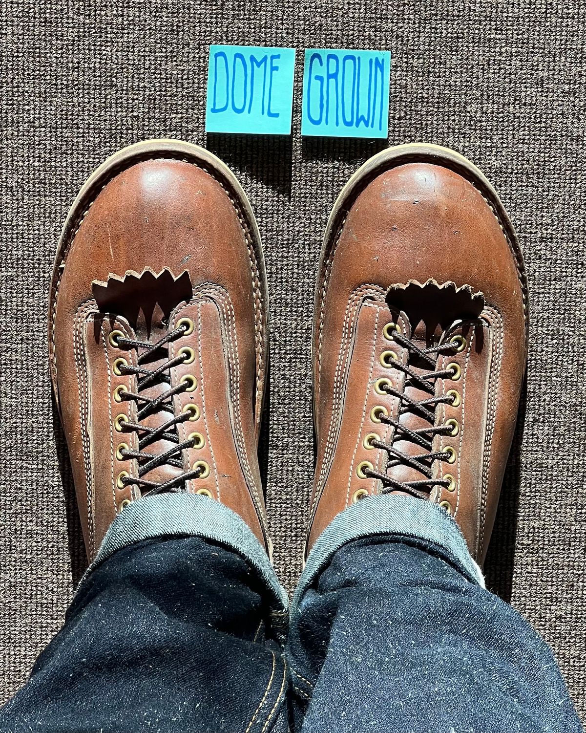Photo by baschdln on November 3, 2023 of the Self-Made Lace To Toe in Austrian Cow Leather, vegetable Tanned, (reversed) waxed flesh.