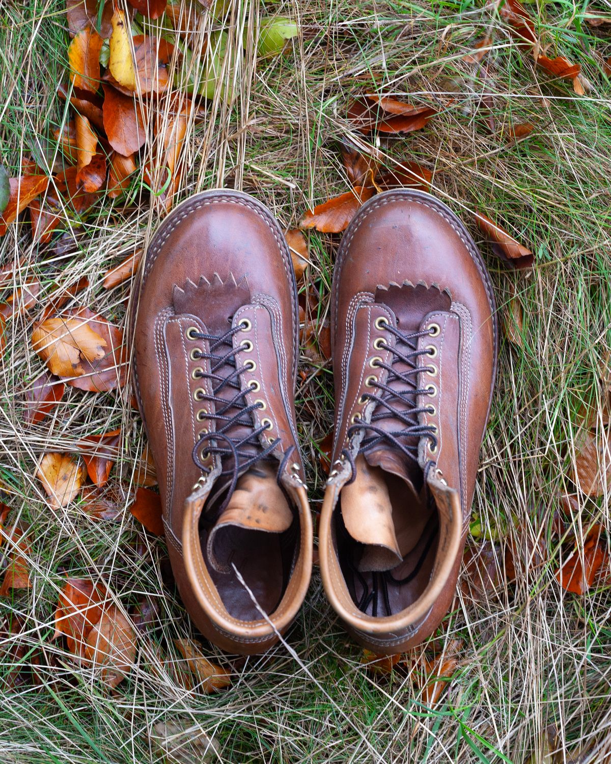 Photo by baschdln on November 3, 2023 of the Self-Made Lace To Toe in Austrian Cow Leather, vegetable Tanned, (reversed) waxed flesh.
