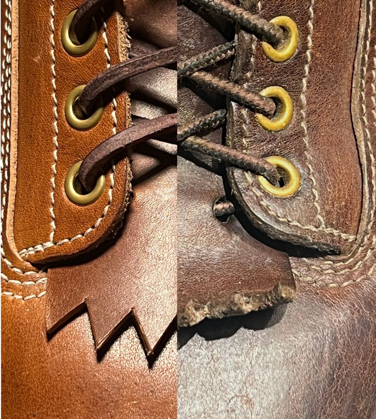 Photo by baschdln on January 30, 2024 of the Self-Made Lace To Toe in Austrian Cow Leather, vegetable Tanned, (reversed) waxed flesh.