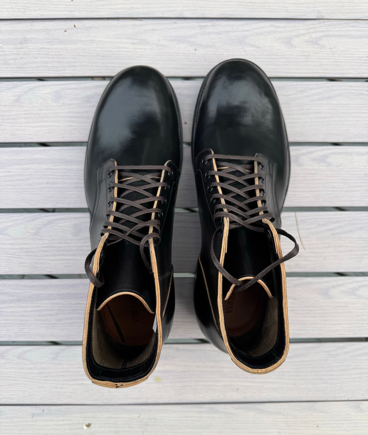 Photo by nvrp813 on October 3, 2024 of the Viberg Service Boot in Maryam Teacore Lucida Horsebutt.