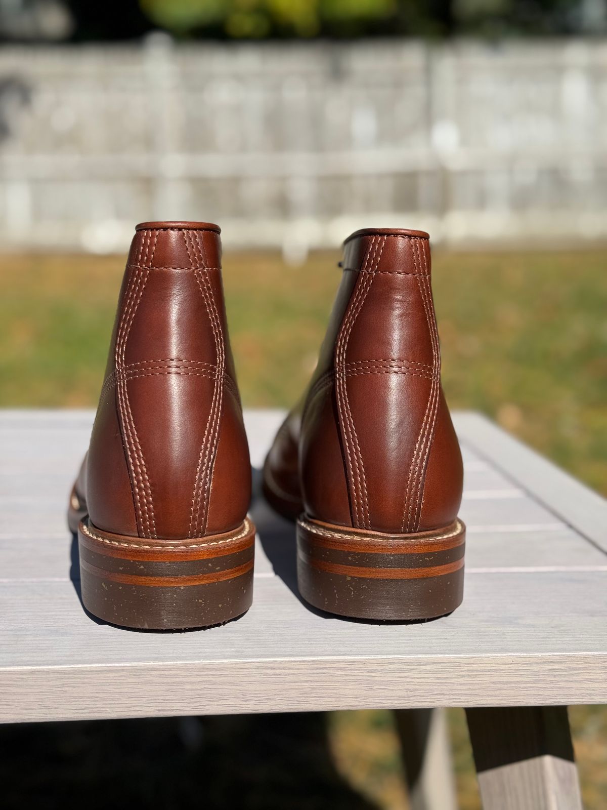 Photo by nvrp813 on October 11, 2024 of the John Lofgren Combat Boots in Horween Timber Chromexcel.