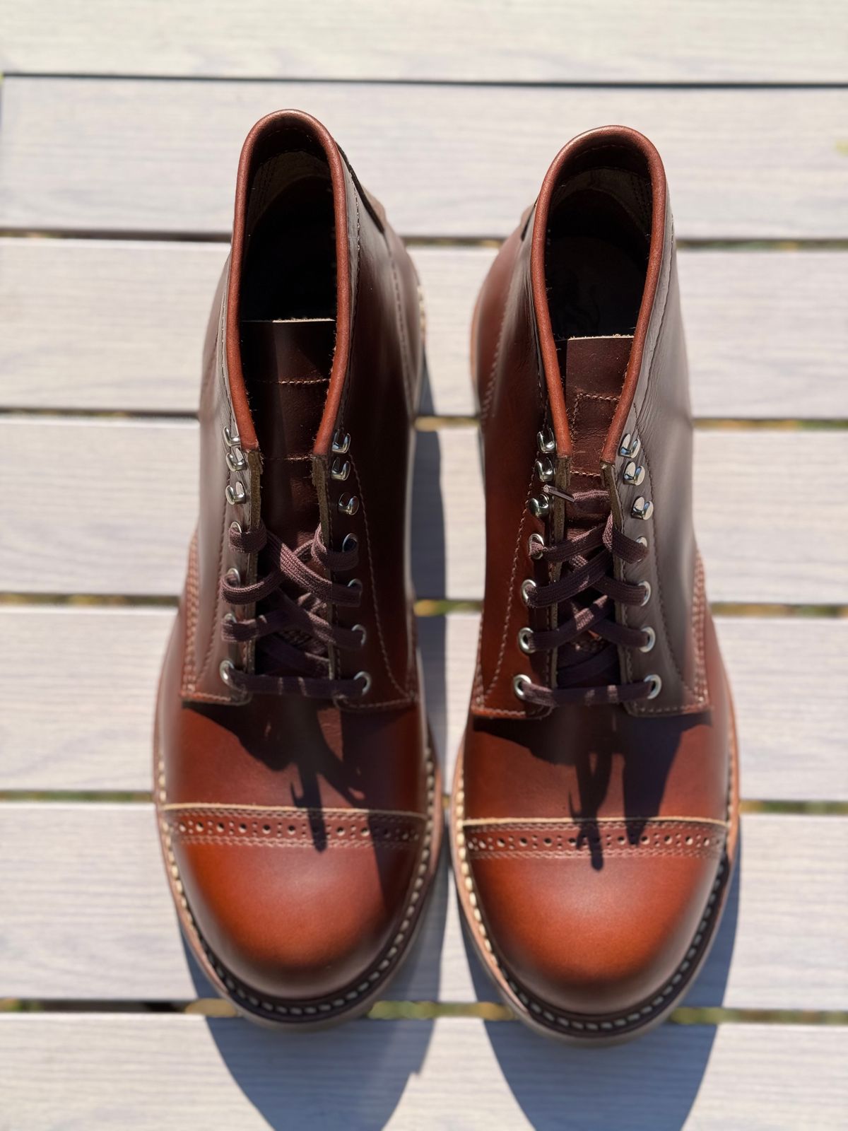 Photo by nvrp813 on October 11, 2024 of the John Lofgren Combat Boots in Horween Timber Chromexcel.