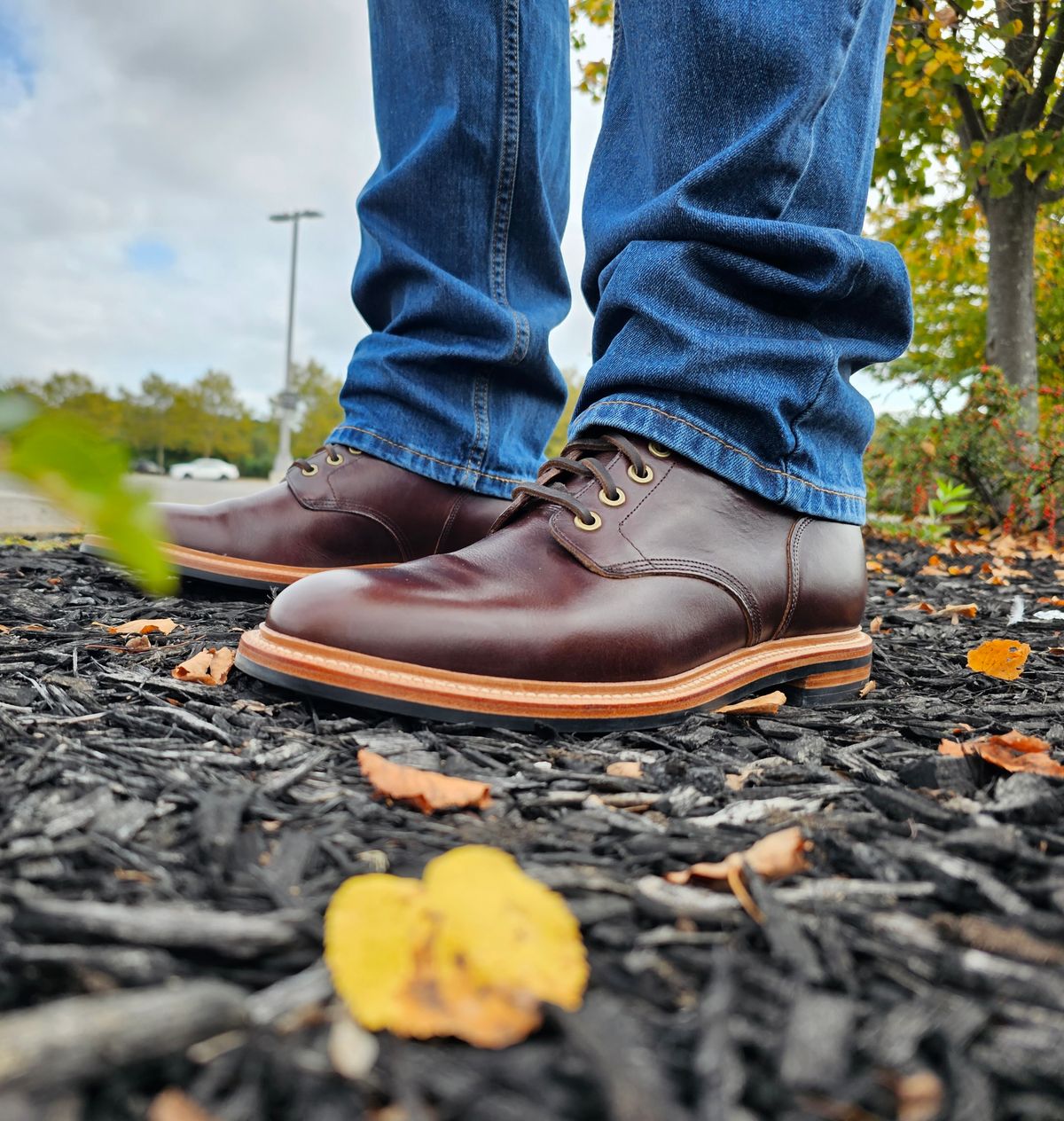 Photo by jtstav on October 6, 2023 of the Grant Stone Diesel Boot in Horween Crimson Chromexcel.