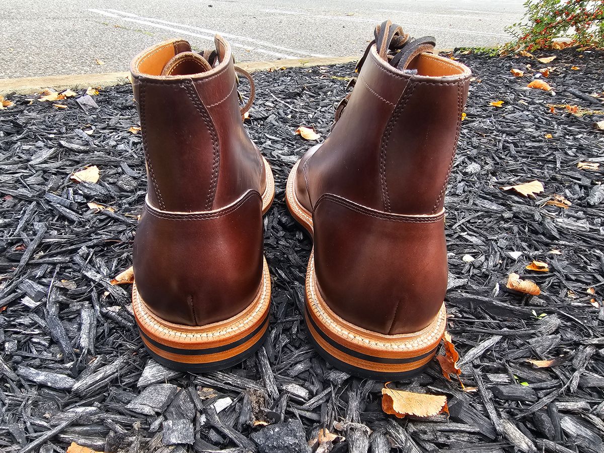 Photo by jtstav on October 6, 2023 of the Grant Stone Diesel Boot in Horween Crimson Chromexcel.