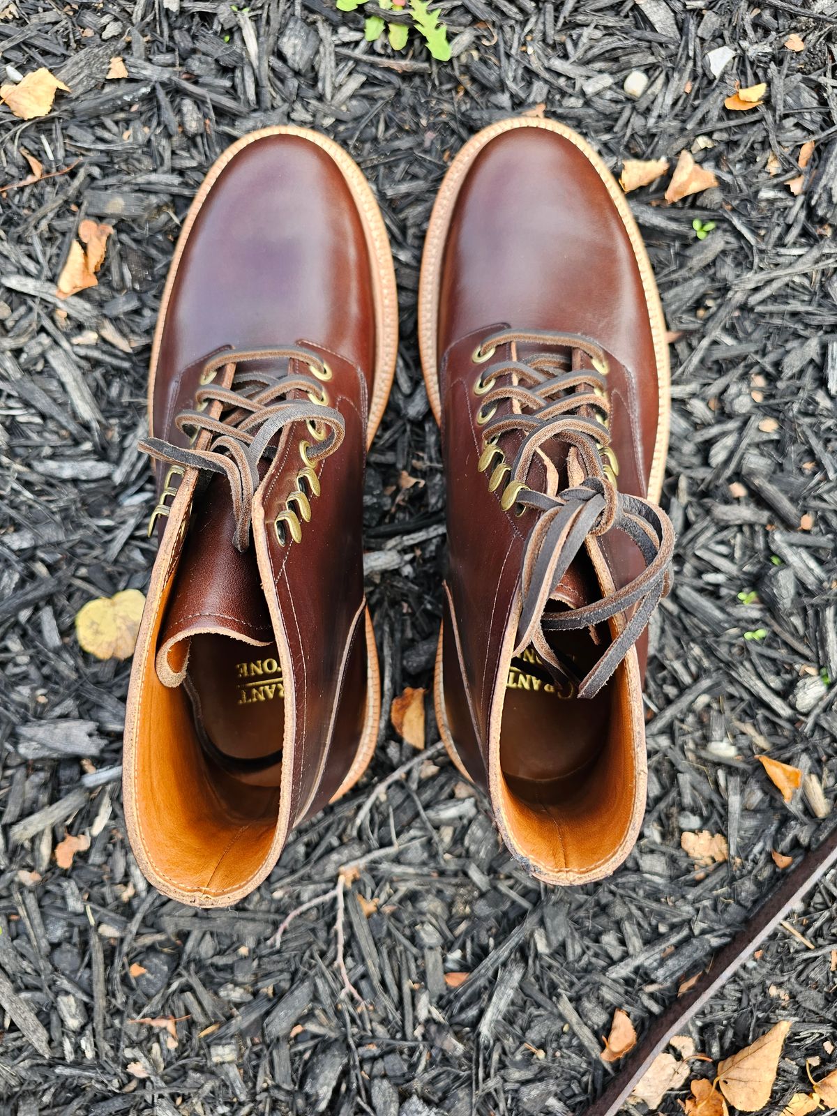 Photo by jtstav on October 6, 2023 of the Grant Stone Diesel Boot in Horween Crimson Chromexcel.