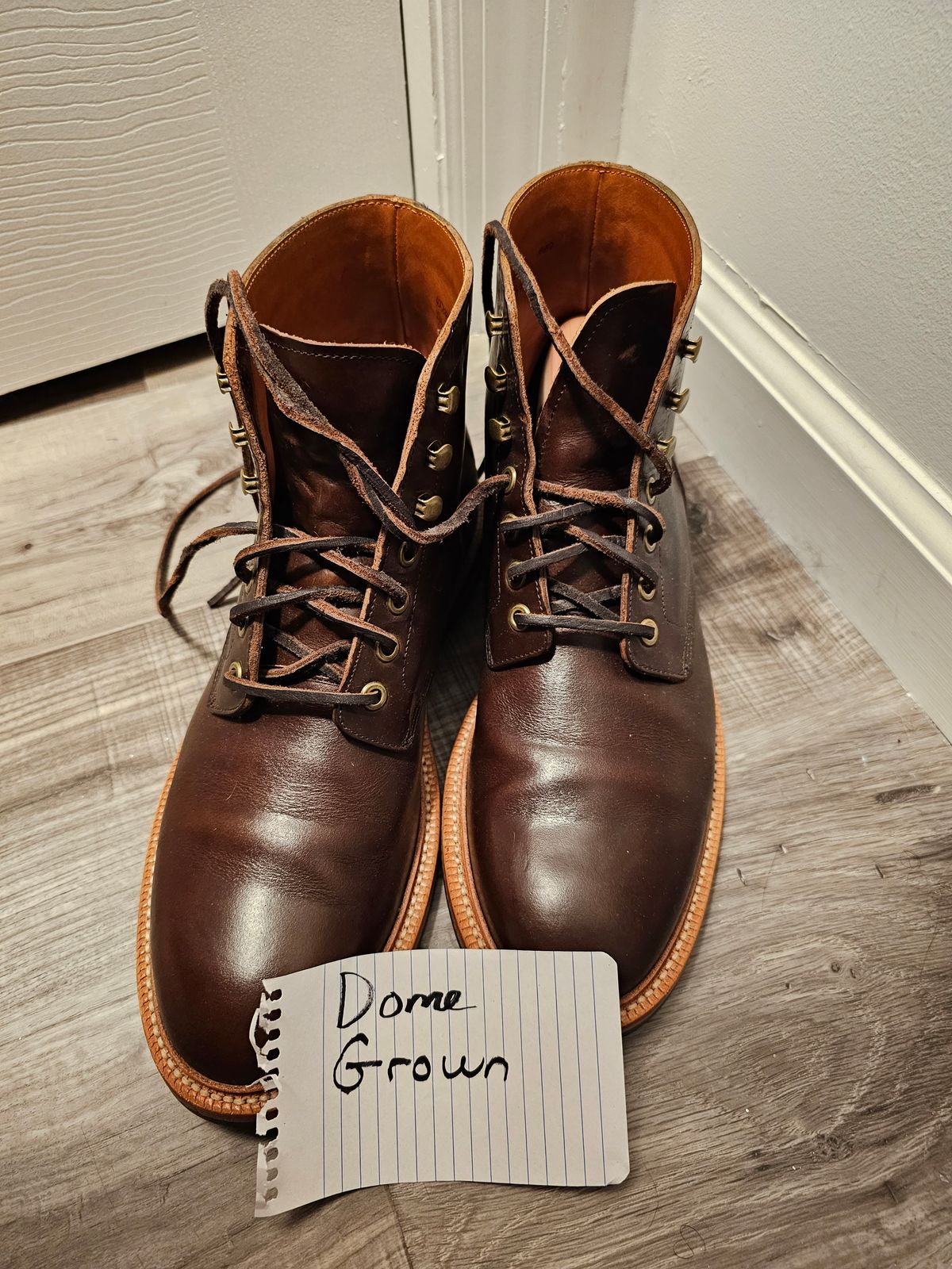 Photo by jtstav on November 9, 2023 of the Grant Stone Diesel Boot in Horween Crimson Chromexcel.