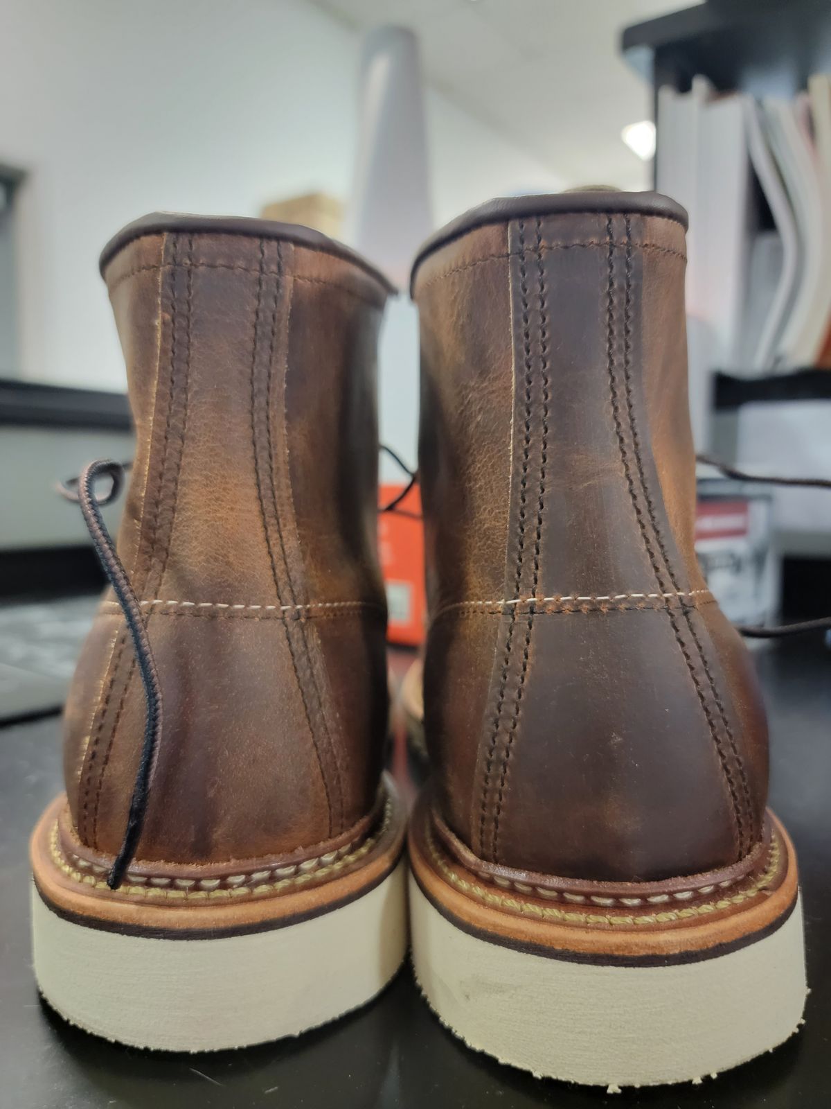 Photo by jtstav on November 3, 2022 of the Red Wing 6-Inch Classic Moc in S.B. Foot Copper Rough and Tough.