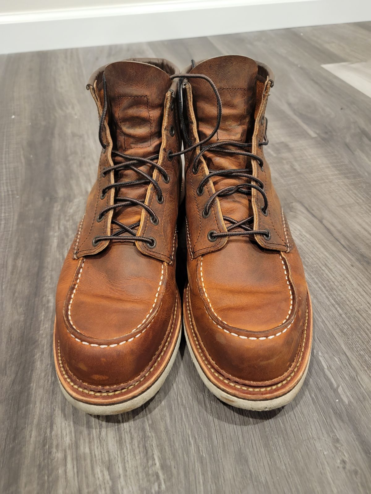 Photo by jtstav on December 6, 2022 of the Red Wing 6-Inch Classic Moc in S.B. Foot Copper Rough and Tough.