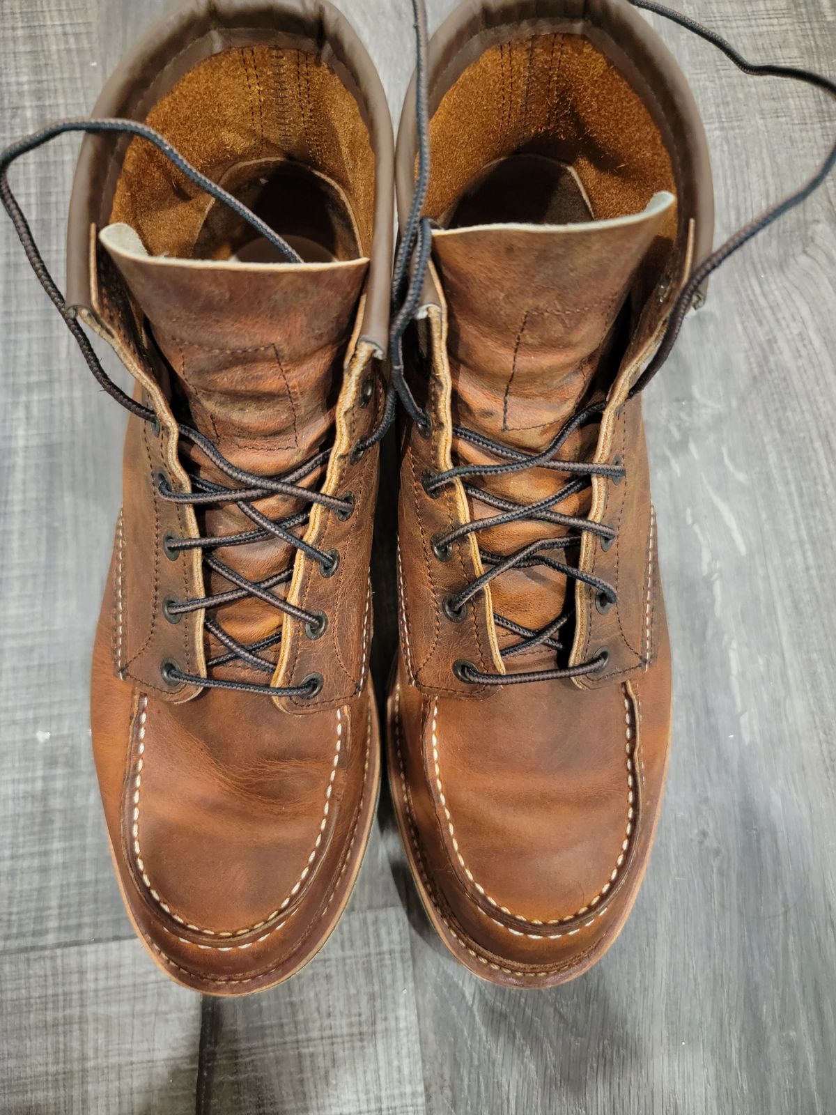 Photo by jtstav on December 6, 2022 of the Red Wing 6-Inch Classic Moc in S.B. Foot Copper Rough and Tough.