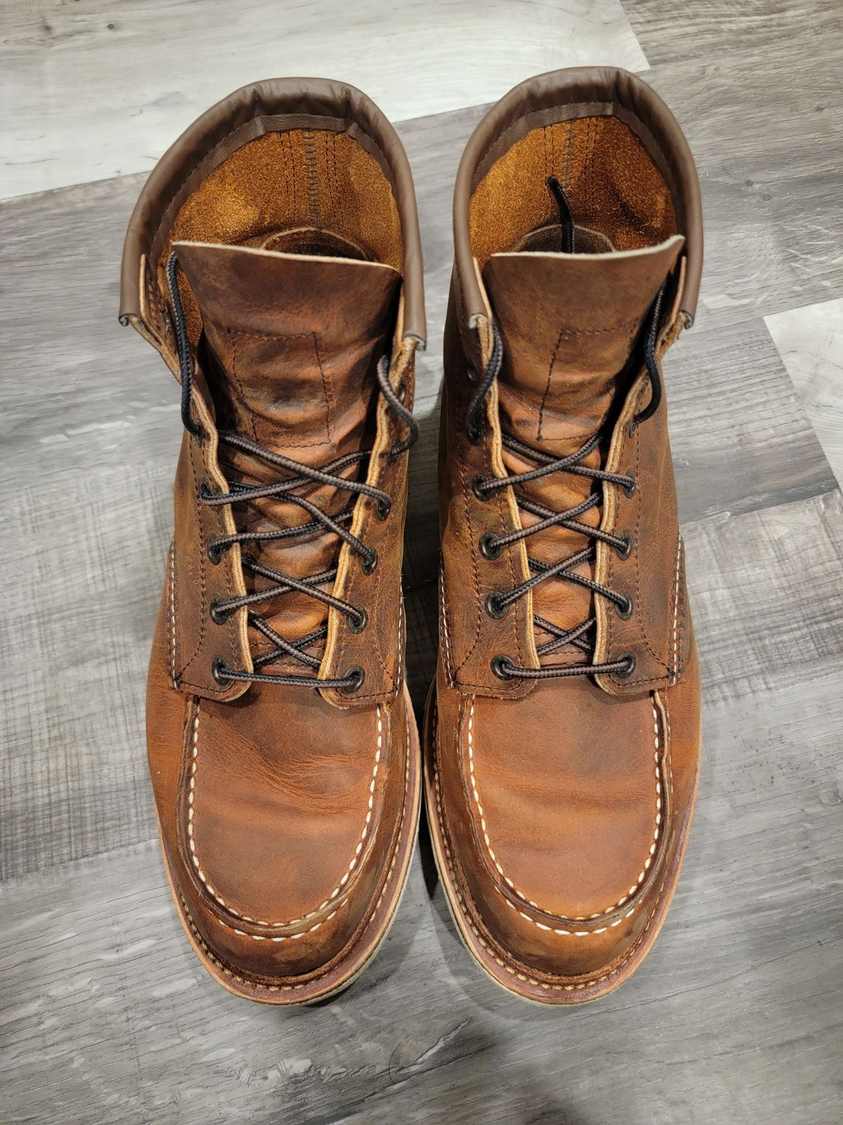 Photo by jtstav on January 6, 2023 of the Red Wing 6-Inch Classic Moc in S.B. Foot Copper Rough and Tough.