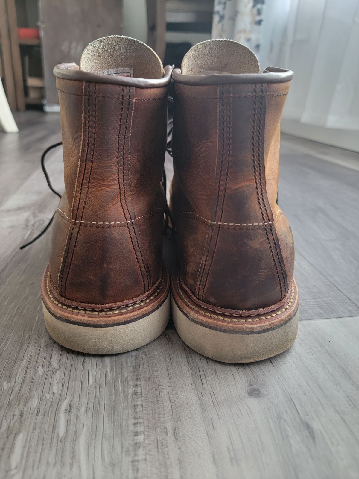 Photo by jtstav on February 5, 2023 of the Red Wing 6-Inch Classic Moc in S.B. Foot Copper Rough and Tough.