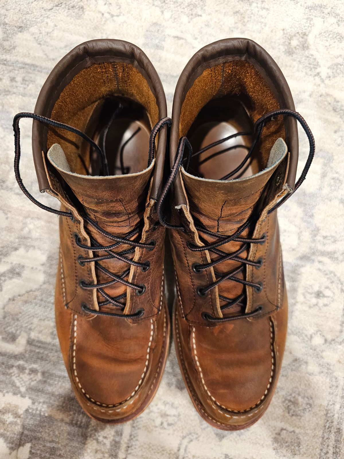 Photo by jtstav on April 6, 2023 of the Red Wing 6-Inch Classic Moc in S.B. Foot Copper Rough and Tough.
