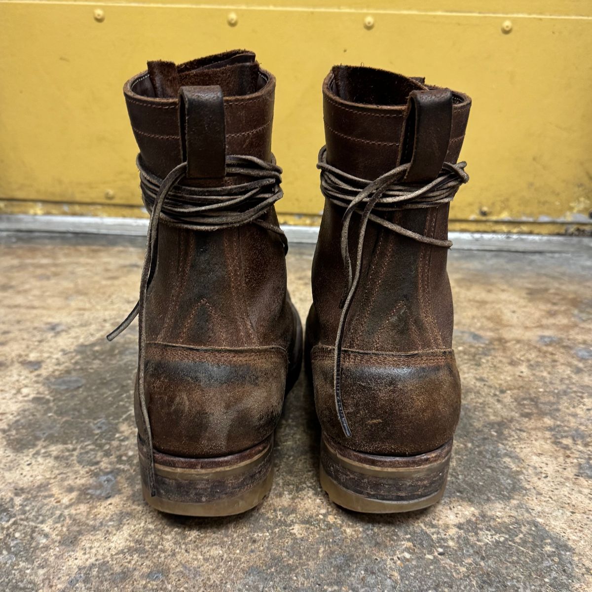 Photo by traceycortez on October 3, 2025 of the Frank's Boots Ground Pounder in Horween Natural Waxed Flesh.