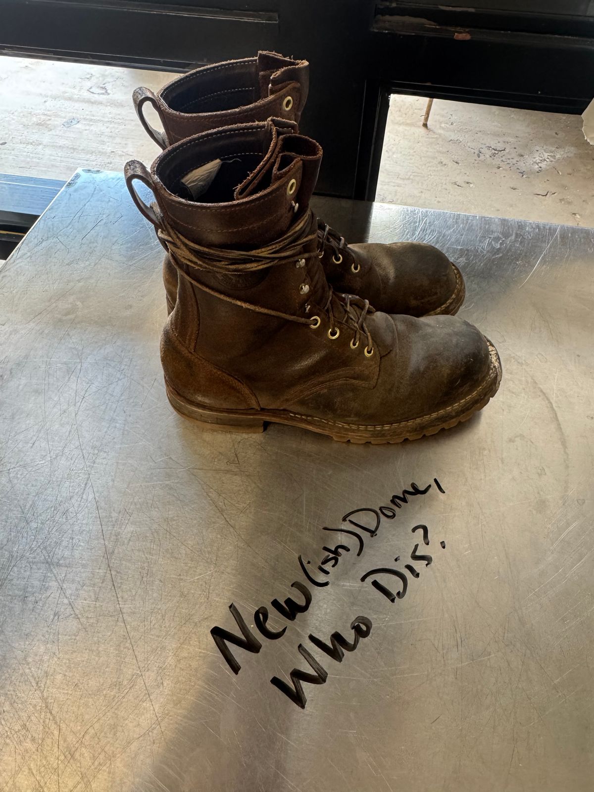 Photo by traceycortez on October 3, 2025 of the Frank's Boots Ground Pounder in Horween Natural Waxed Flesh.