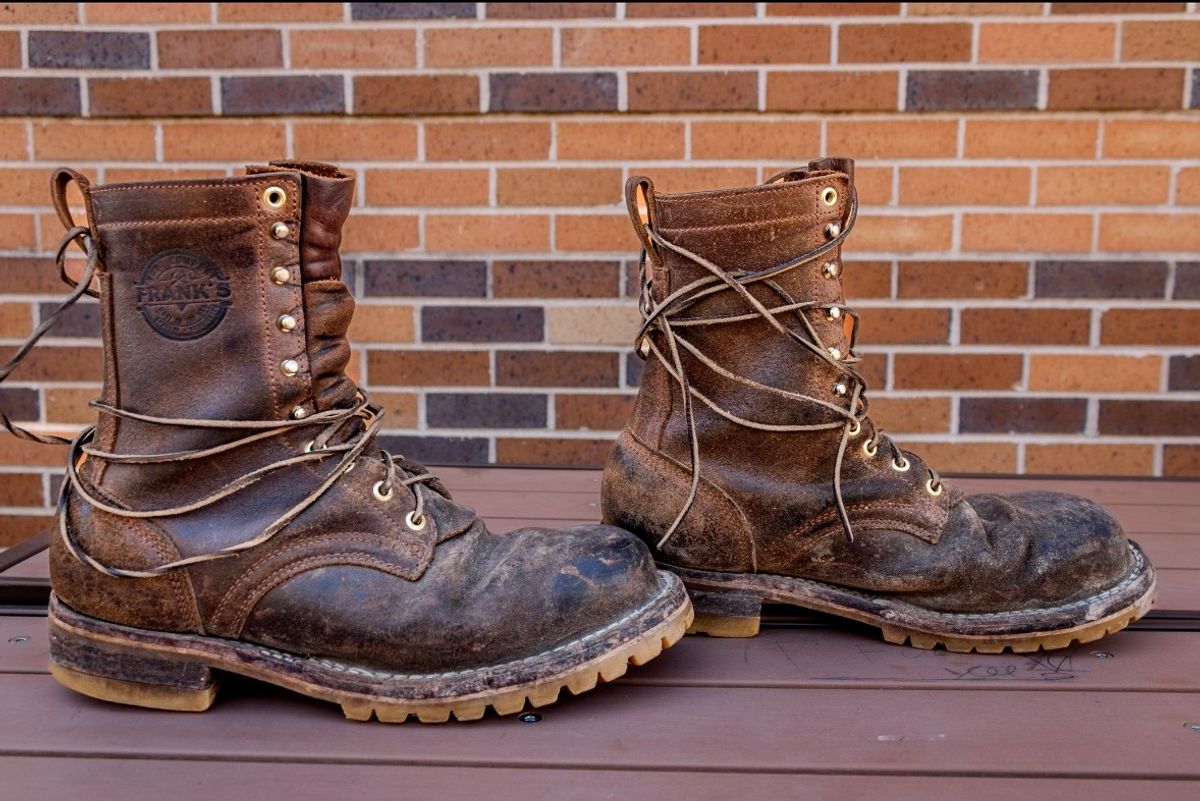 Photo by traceycortez on November 5, 2025 of the Frank's Boots Ground Pounder in Horween Natural Waxed Flesh.