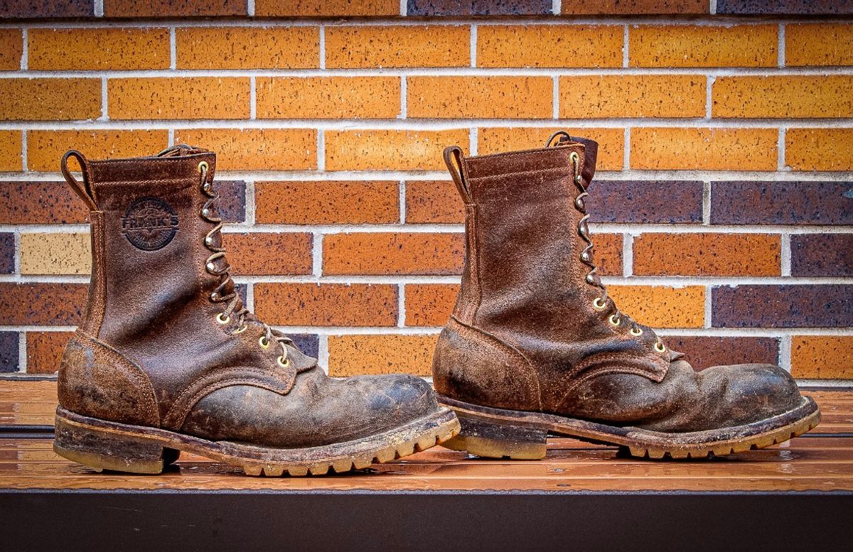 Photo by traceycortez on December 5, 2025 of the Frank's Boots Ground Pounder in Horween Natural Waxed Flesh.