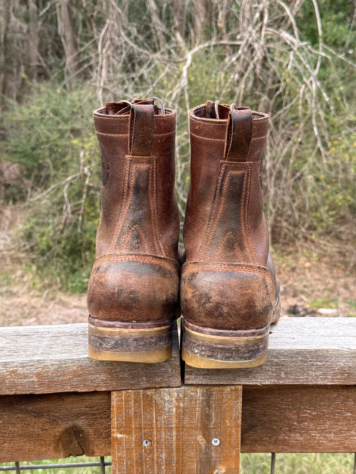 Photo by traceycortez on January 5, 2026 of the Frank's Boots Ground Pounder in Horween Natural Waxed Flesh.
