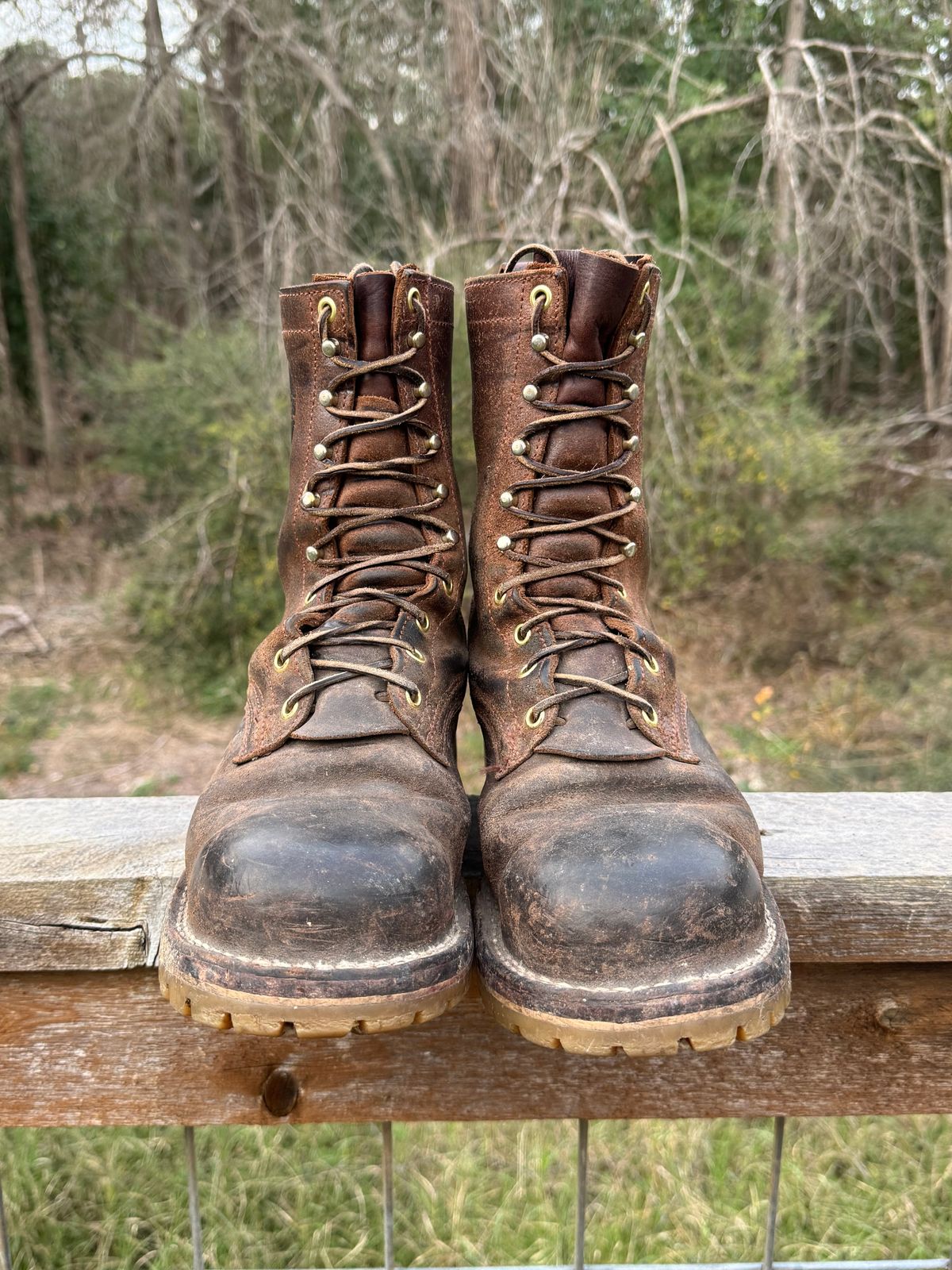 Photo by traceycortez on January 5, 2026 of the Frank's Boots Ground Pounder in Horween Natural Waxed Flesh.