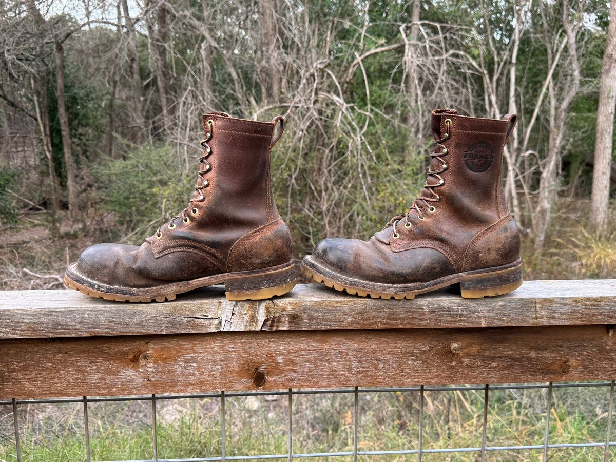 Photo by traceycortez on January 5, 2026 of the Frank's Boots Ground Pounder in Horween Natural Waxed Flesh.
