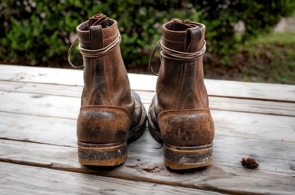 Photo by traceycortez on April 3, 2026 of the Frank's Boots Ground Pounder in Horween Natural Waxed Flesh.