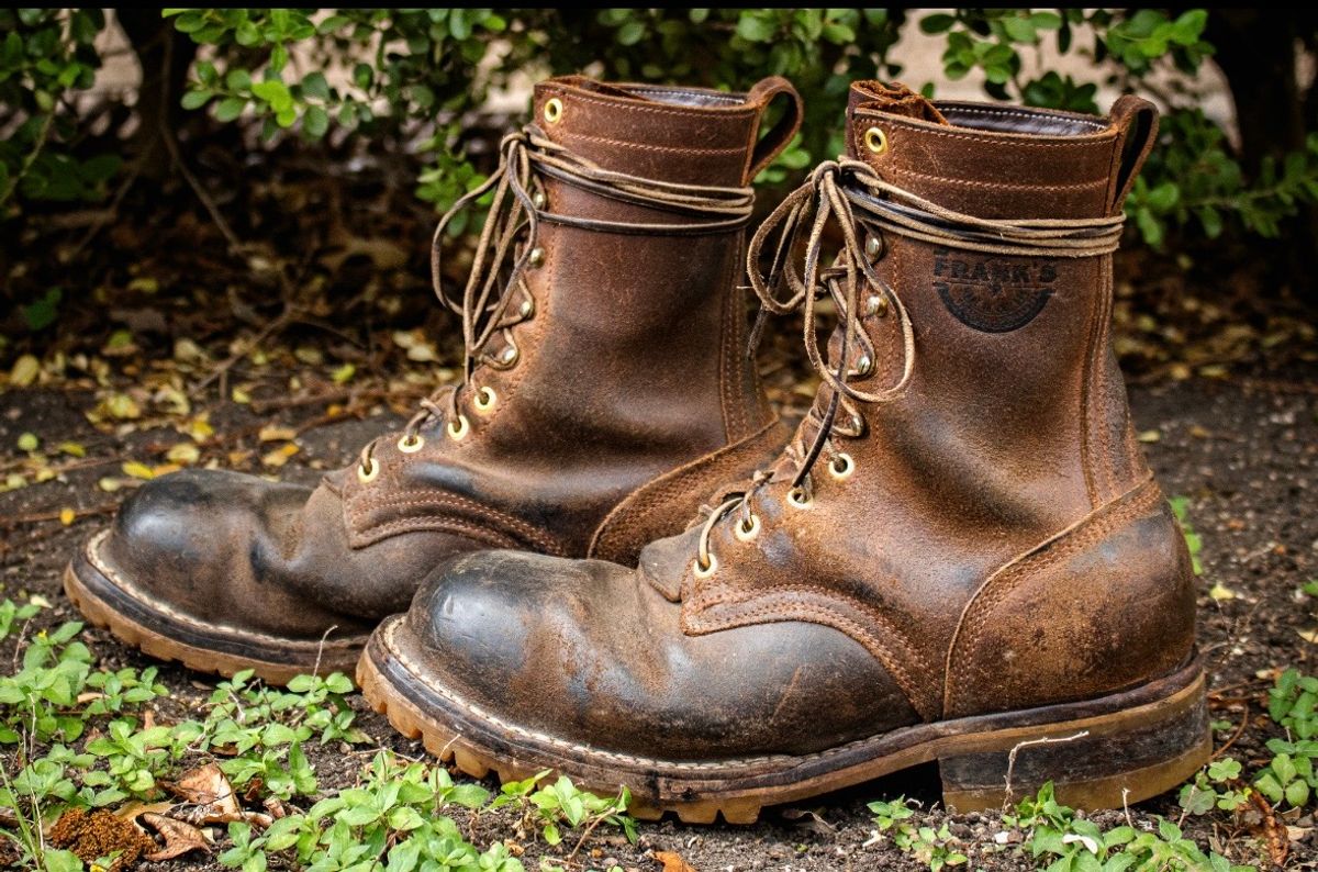 Photo by traceycortez on April 3, 2026 of the Frank's Boots Ground Pounder in Horween Natural Waxed Flesh.