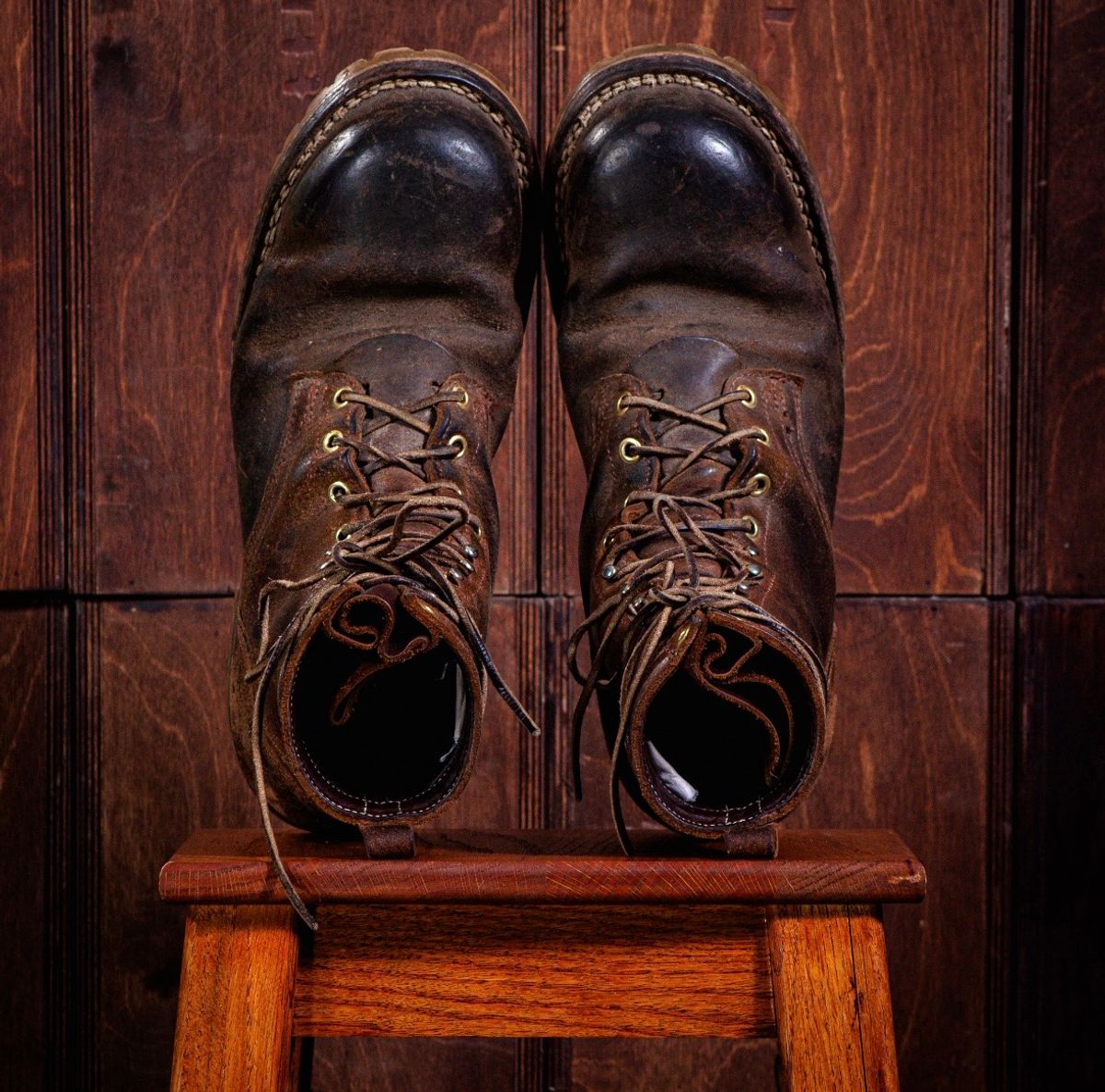 Photo by traceycortez on April 3, 2026 of the Frank's Boots Ground Pounder in Horween Natural Waxed Flesh.