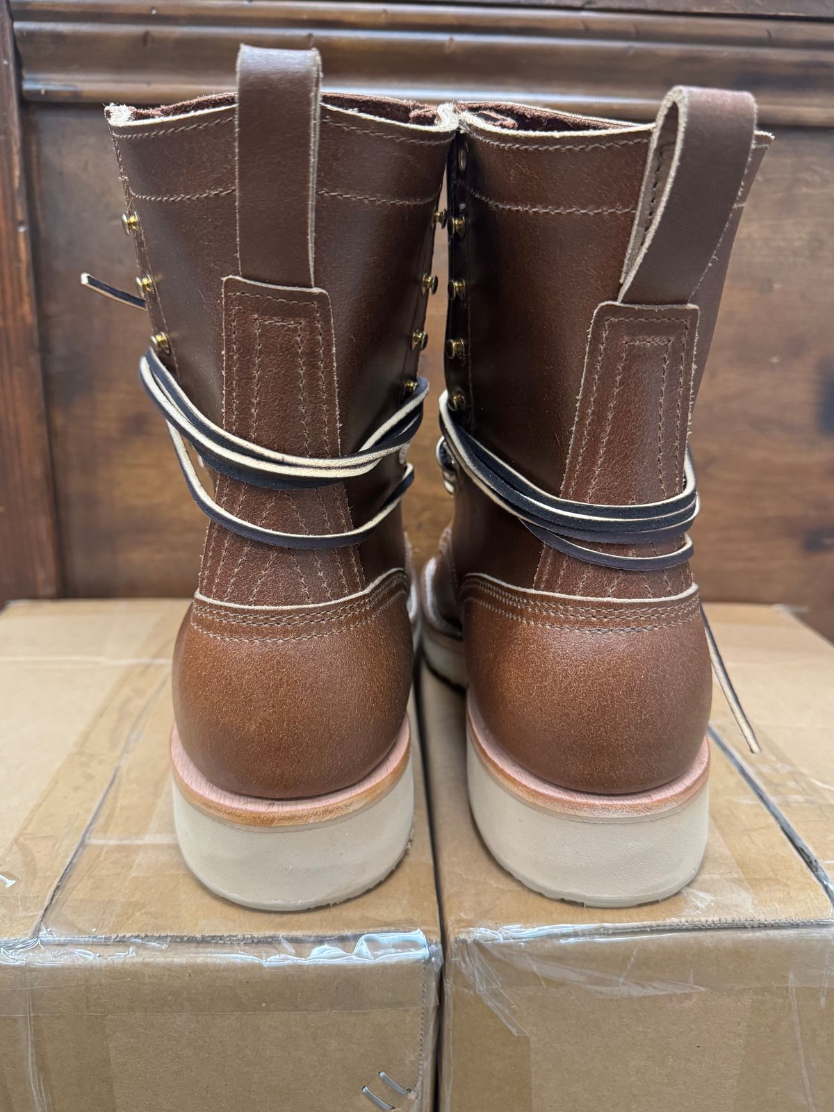 Photo by traceycortez on October 1, 2025 of the Nicks Moc Toe HD in Horween Ember Waxed flesh.