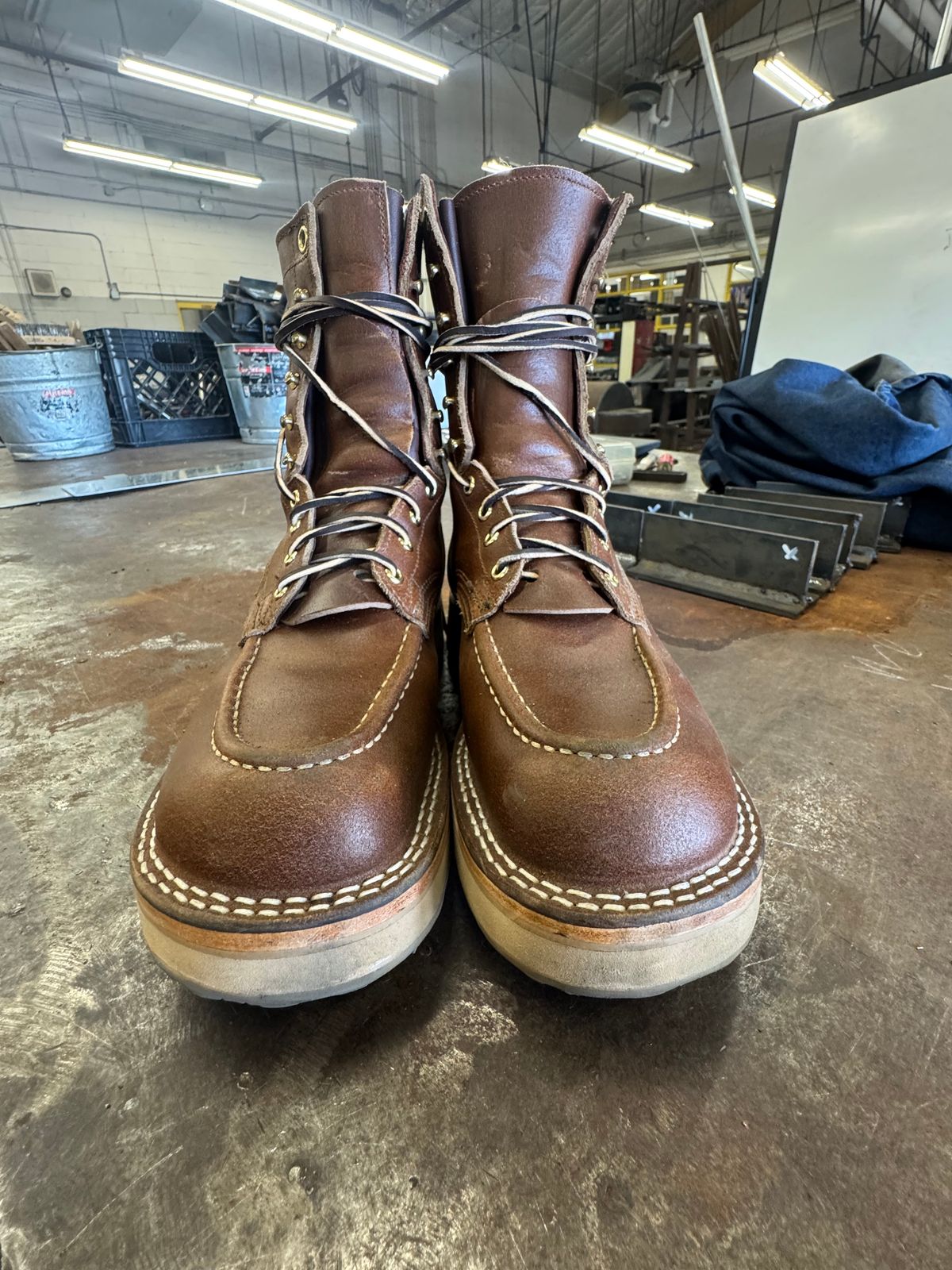 Photo by traceycortez on October 1, 2025 of the Nicks Moc Toe HD in Horween Ember Waxed flesh.