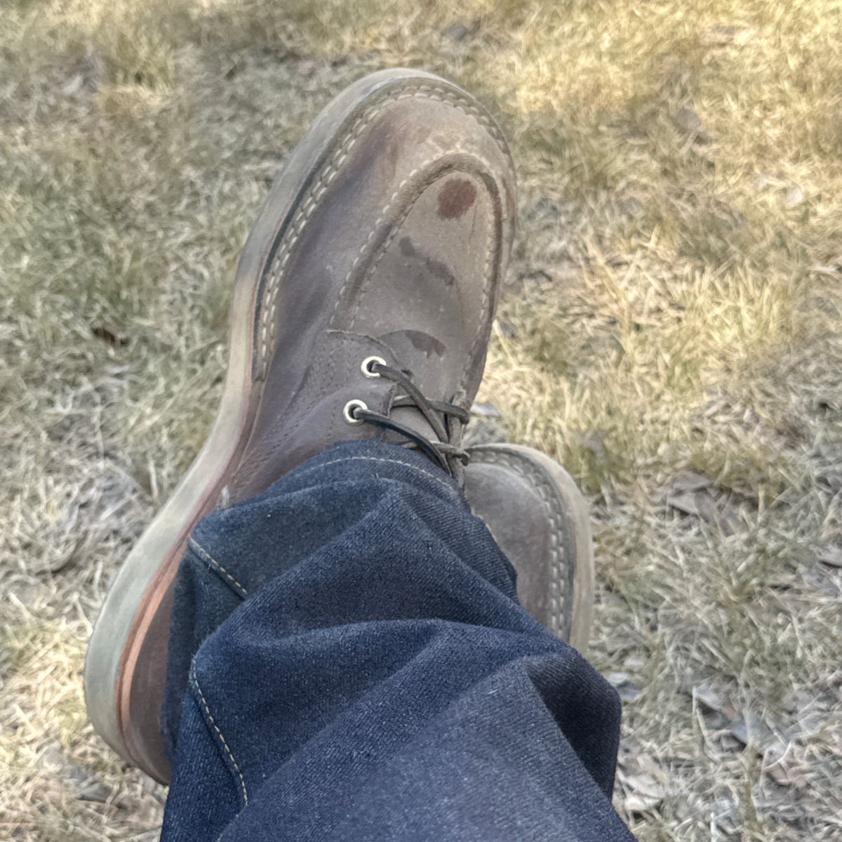 Photo by traceycortez on October 16, 2025 of the Nicks Moc Toe HD in Horween Ember Waxed flesh.