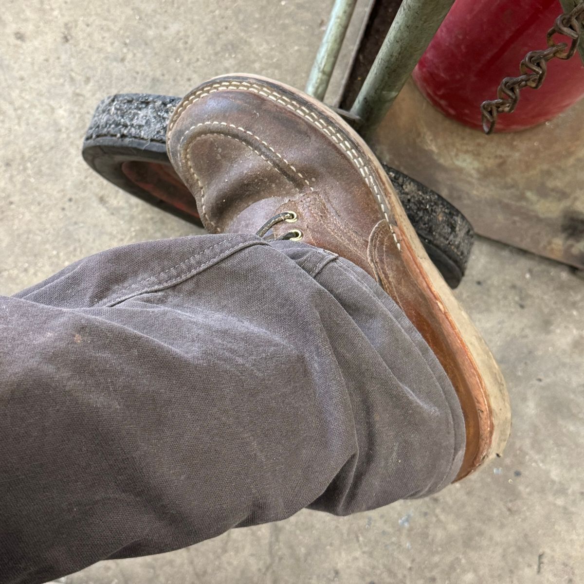 Photo by traceycortez on November 19, 2025 of the Nicks Moc Toe HD in Horween Ember Waxed flesh.