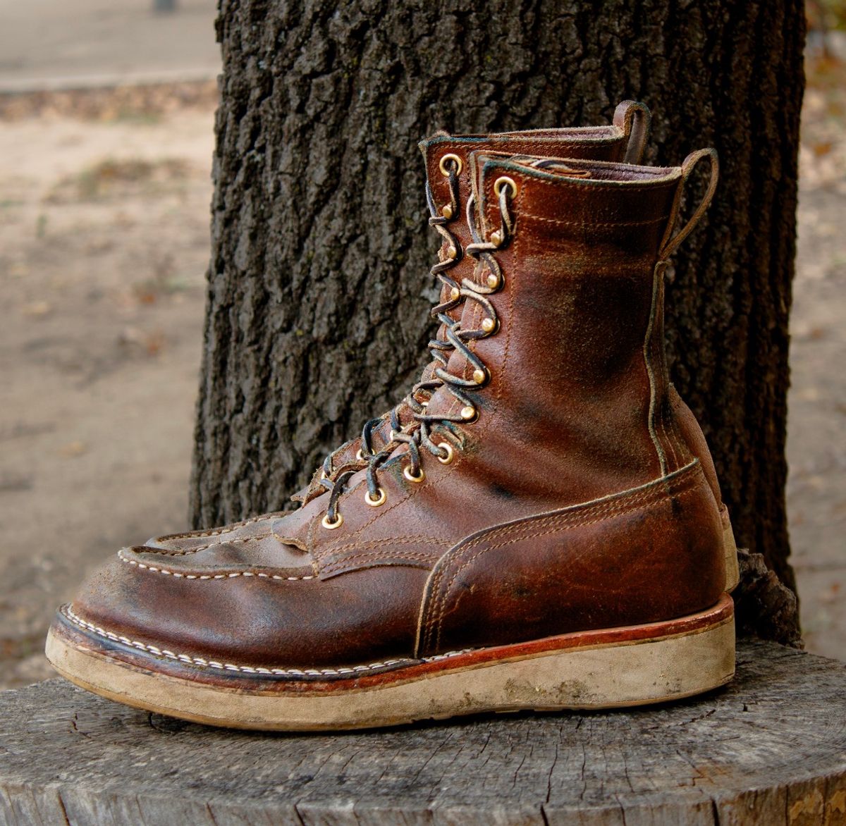 Photo by traceycortez on December 5, 2025 of the Nicks Moc Toe HD in Horween Ember Waxed flesh.