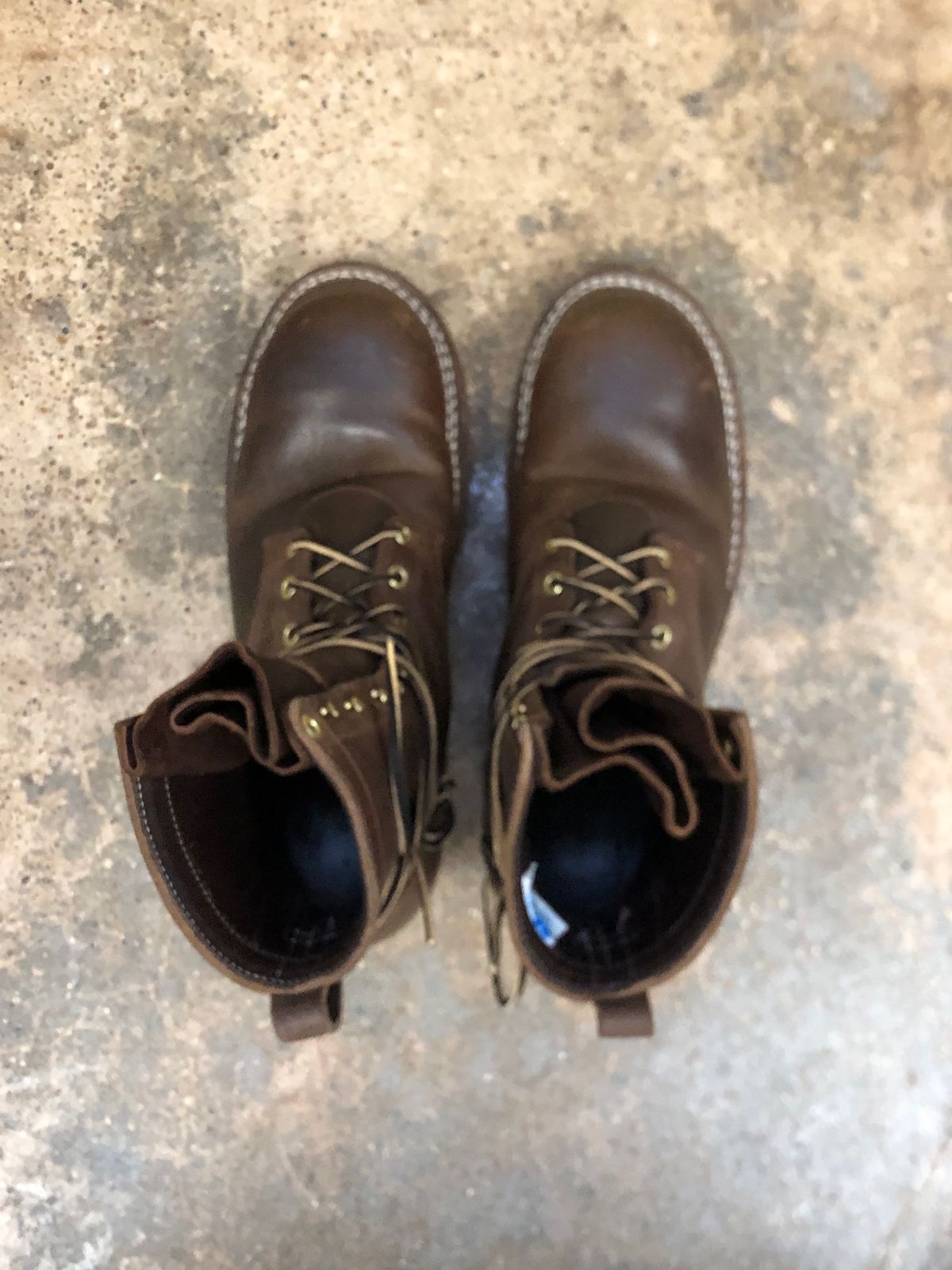 Photo by traceycortez on October 10, 2023 of the Frank's Boots Ground Pounder in Horween Natural Waxed Flesh.