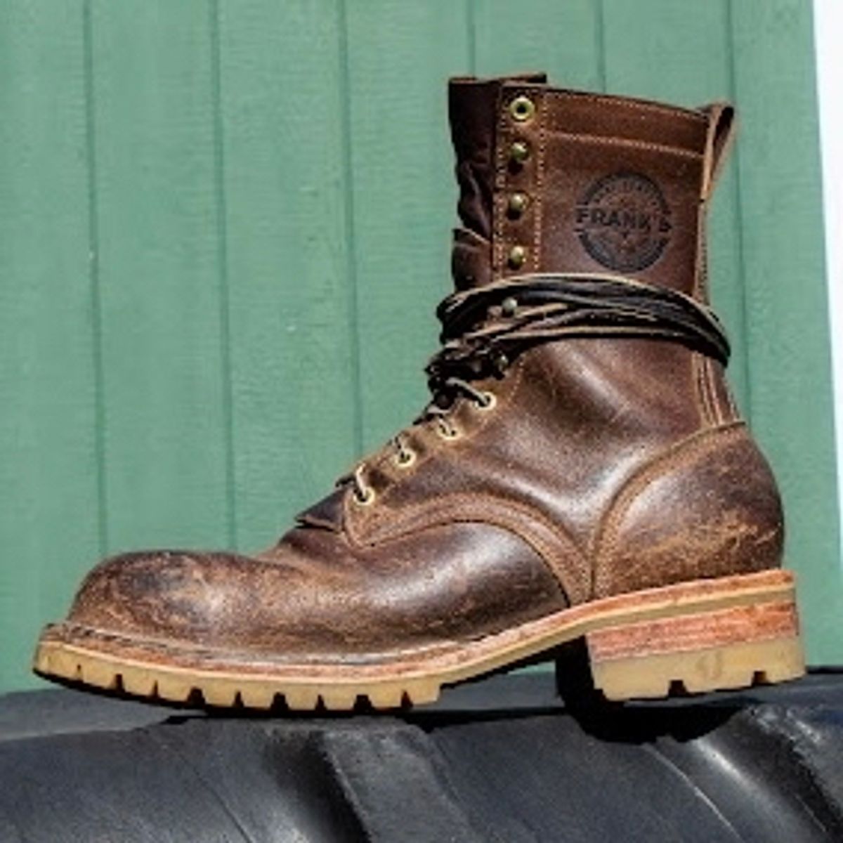 Photo by traceycortez on November 5, 2023 of the Frank's Boots Ground Pounder in Horween Natural Waxed Flesh.