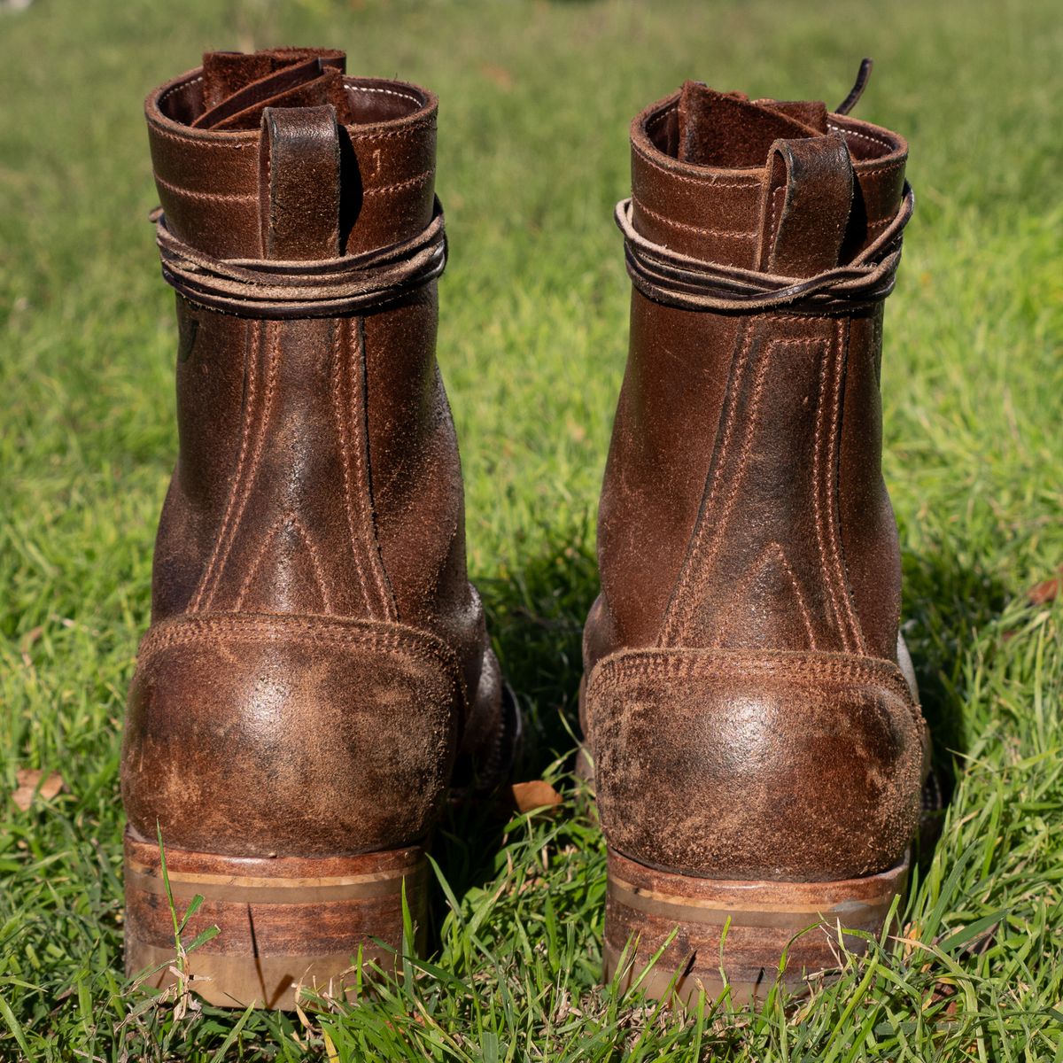 Photo by traceycortez on December 4, 2023 of the Frank's Boots Ground Pounder in Horween Natural Waxed Flesh.